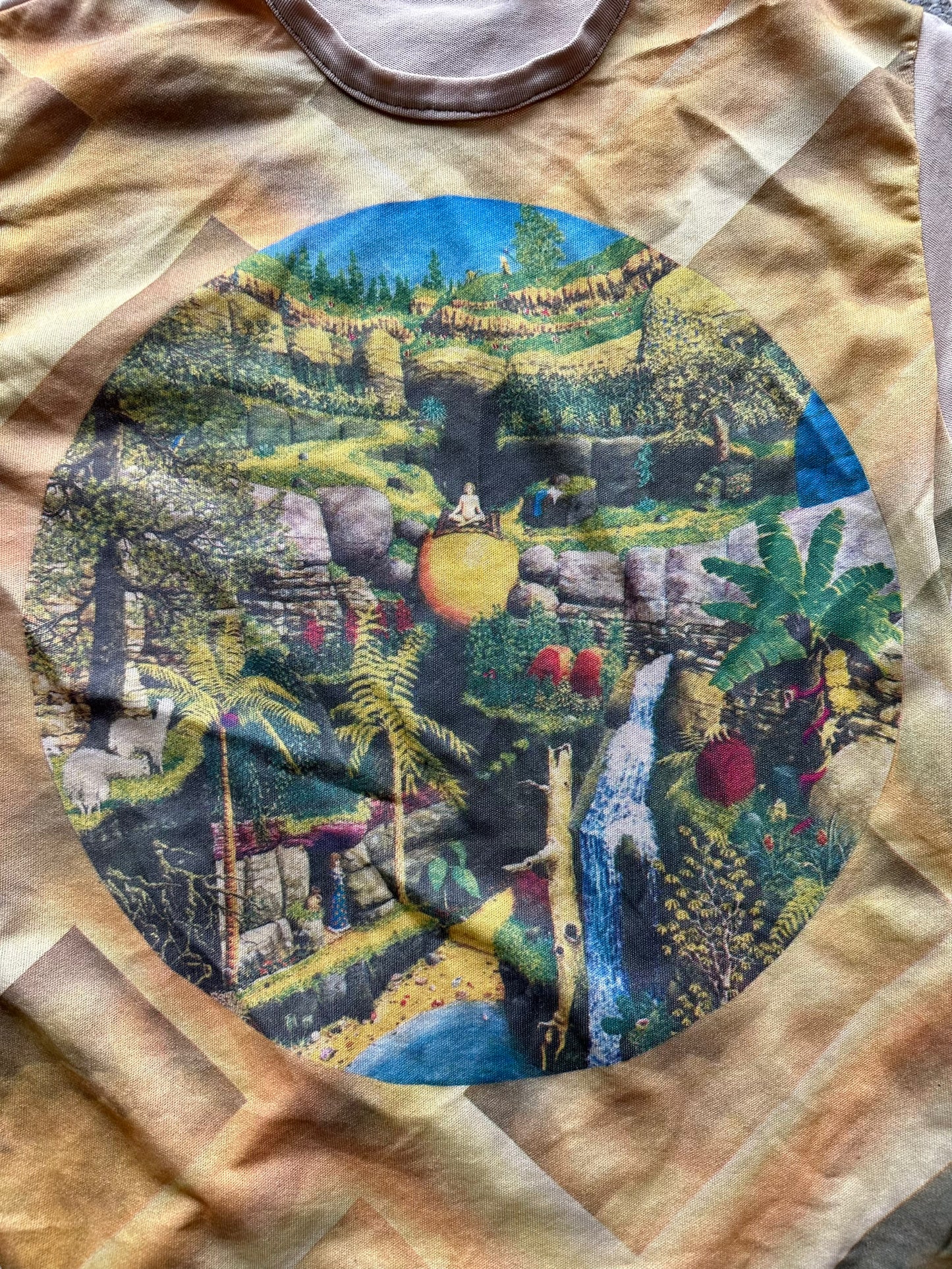 Graphic of Vintage Hippie Print Poly L/S Tee SZ M | Vintage Art Tee Seattle | Barn Owl Vintage