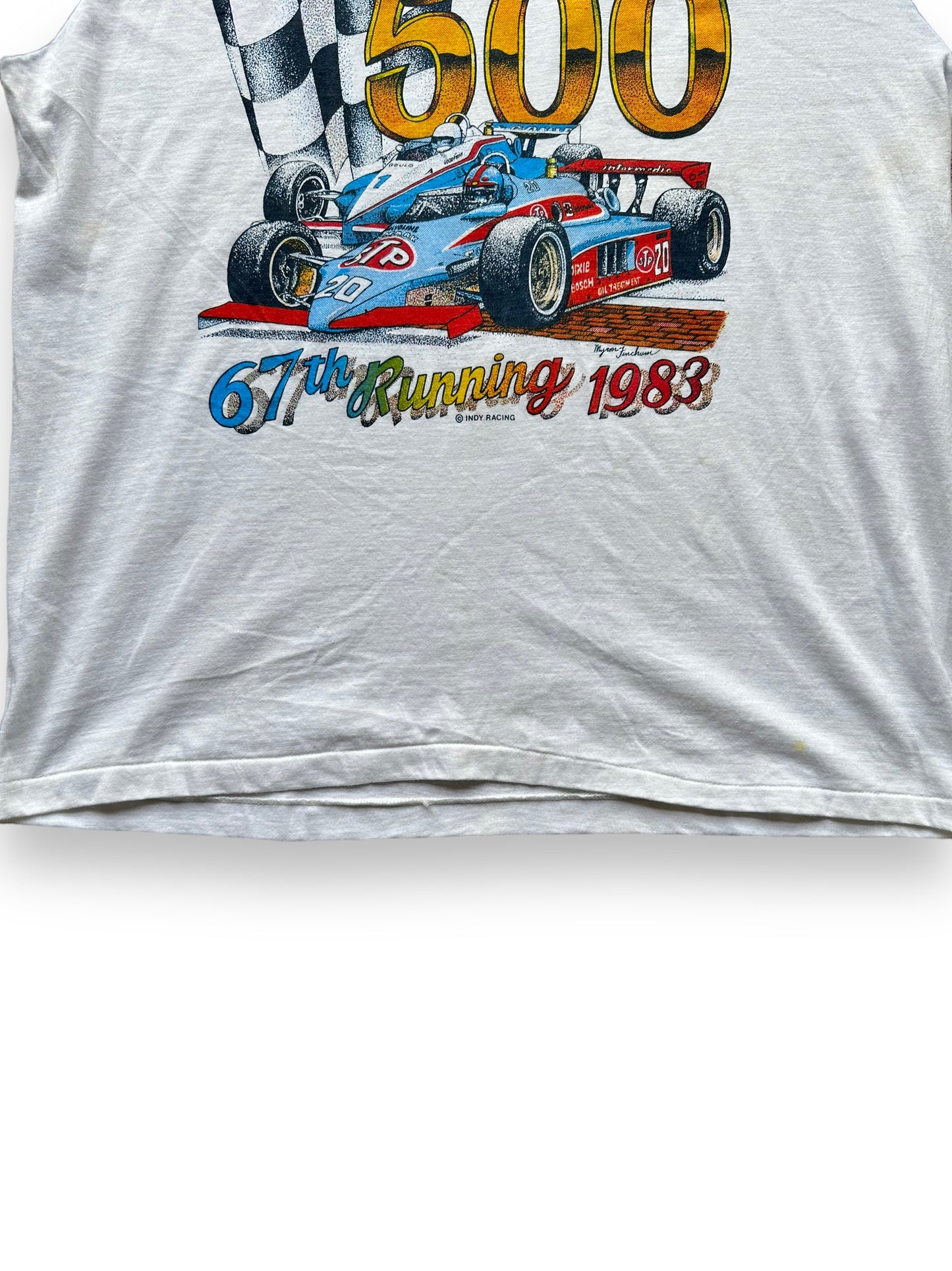 Bottom of Vintage 1983 Indianapolis 500 Raglan Tee SZ M | Vintage Auto Tee Seattle | Barn Owl Vintage