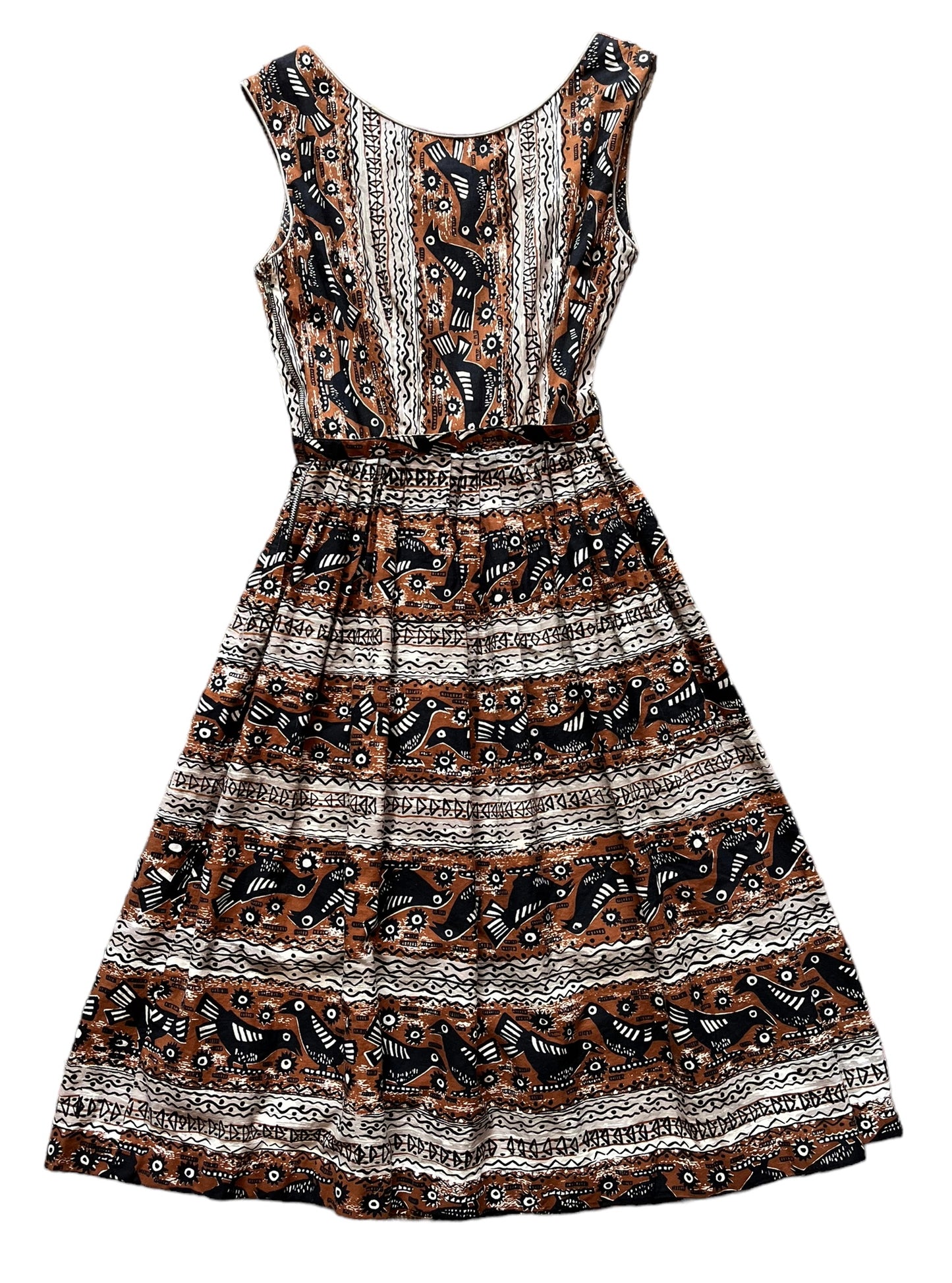 Full back view of Vintage 1950s Sun Fashions Hawaiian Dress