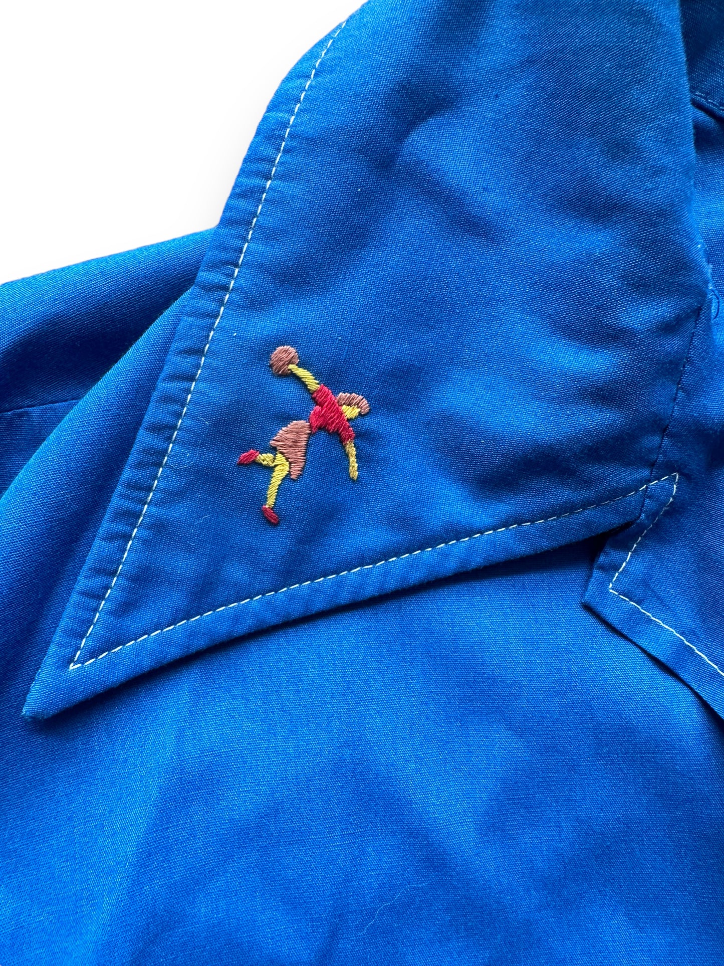 Collar embroidery of Vintage "Nelson's Coast to Coast" Chainstitched Bowling Shirt SZ S | Vintage Bowling Shirt Seattle | Barn Owl Vintage Seattle