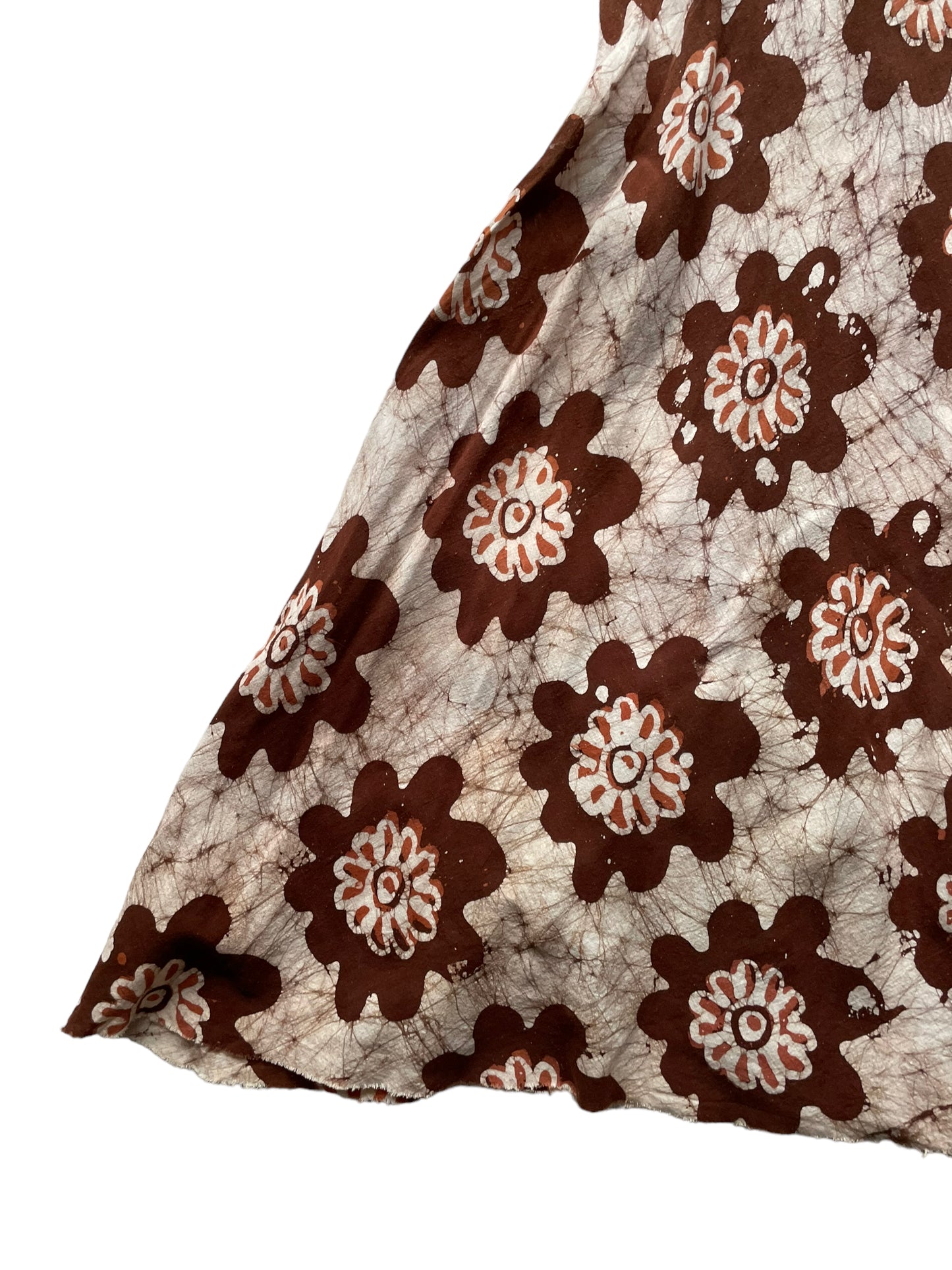 Bottom skirt view of Vintage 1970s Indian Cotton Batik Wrap Skirt