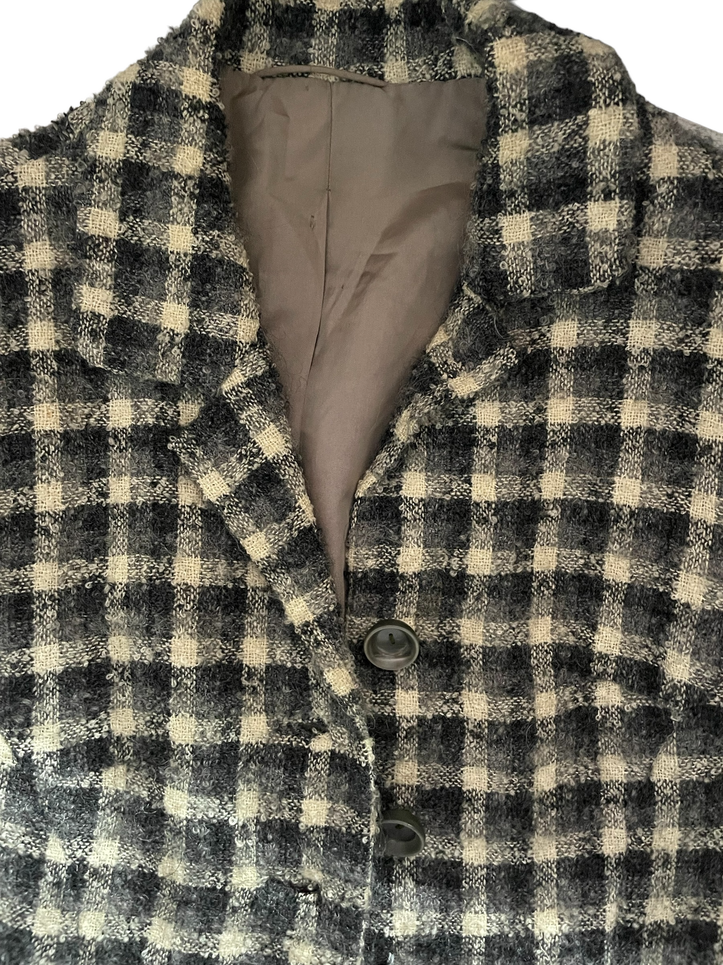 1950s mohair blazer front lining view Seattle barn owl vintage