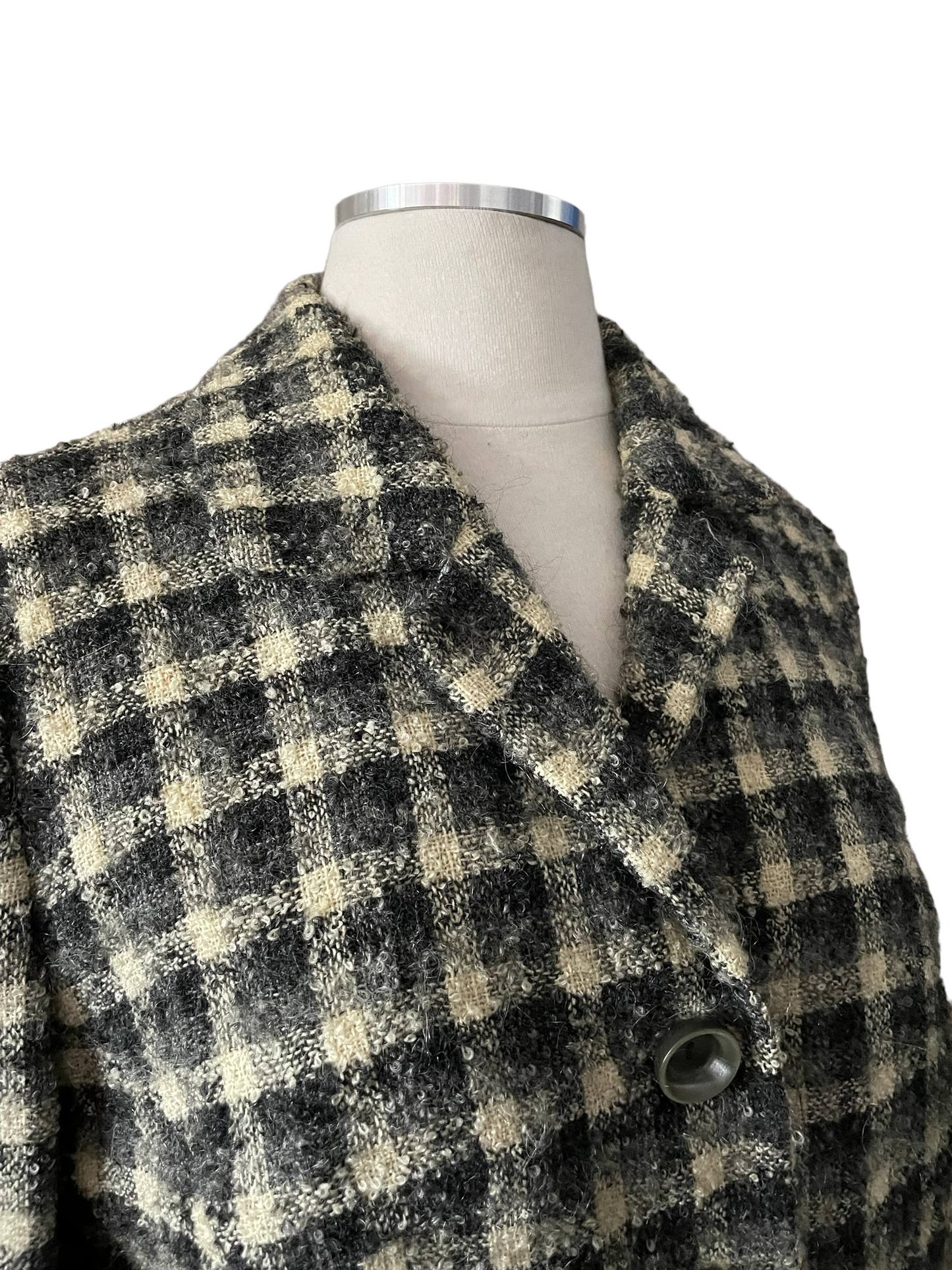 1950s mohair blazer right 1/4 view close up seattle barn owl vintage