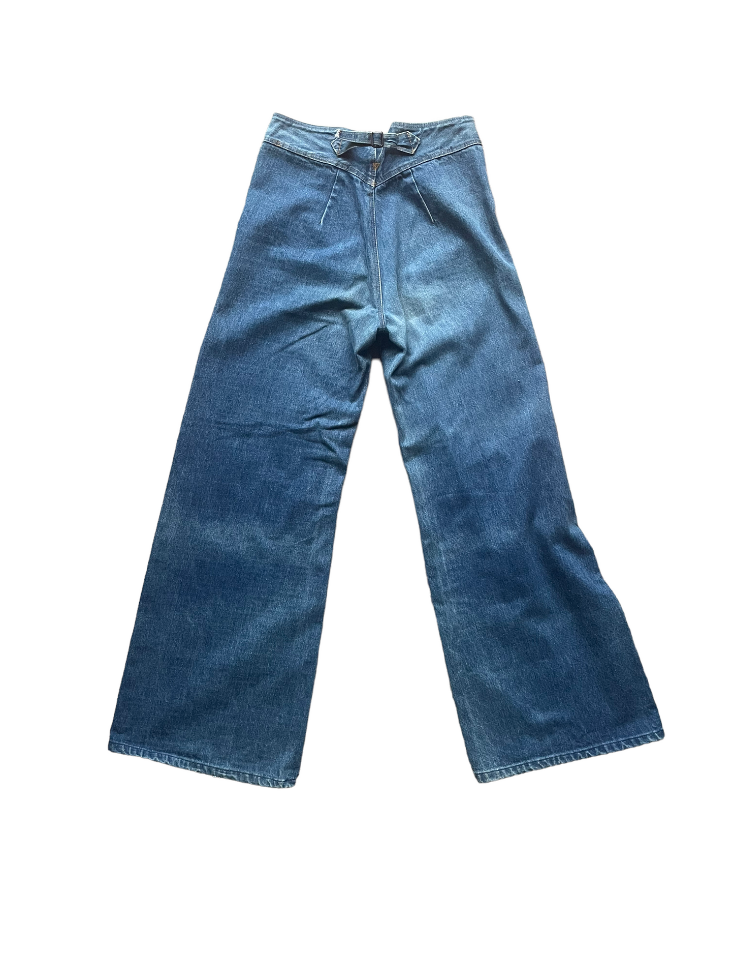 Full back view of Vintage 1970s Pulse By Aero Wide Leg Buckle Back Jeans | Barn Owl Seattle | Vintage Buckle Back Jeans