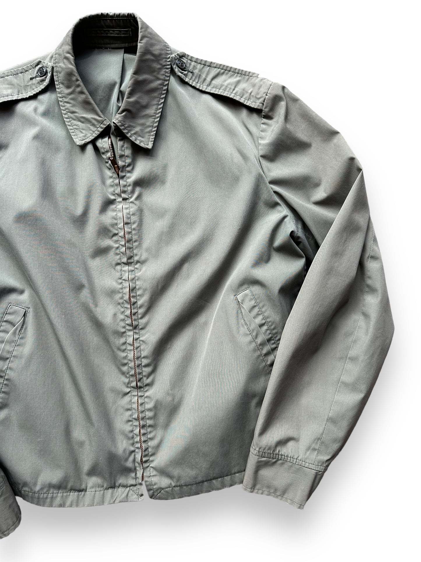 Front Left View of Vintage Lightweight US Army Jacket SZ M-L | Vintage Military Jackets Seattle | Barn Owl Vintage Clothing Seattle