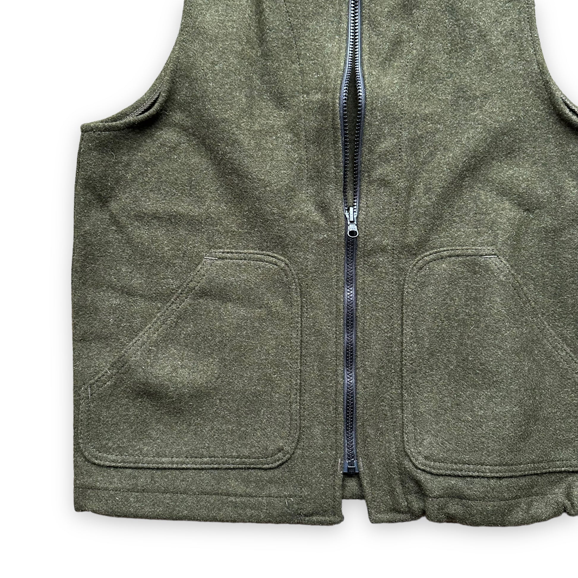 Lower Front Right View of New Old Stock Filson Forest Green Mackinaw Wool Liner SZ M |  Barn Owl Vintage Goods | Vintage Filson Workwear Seattle