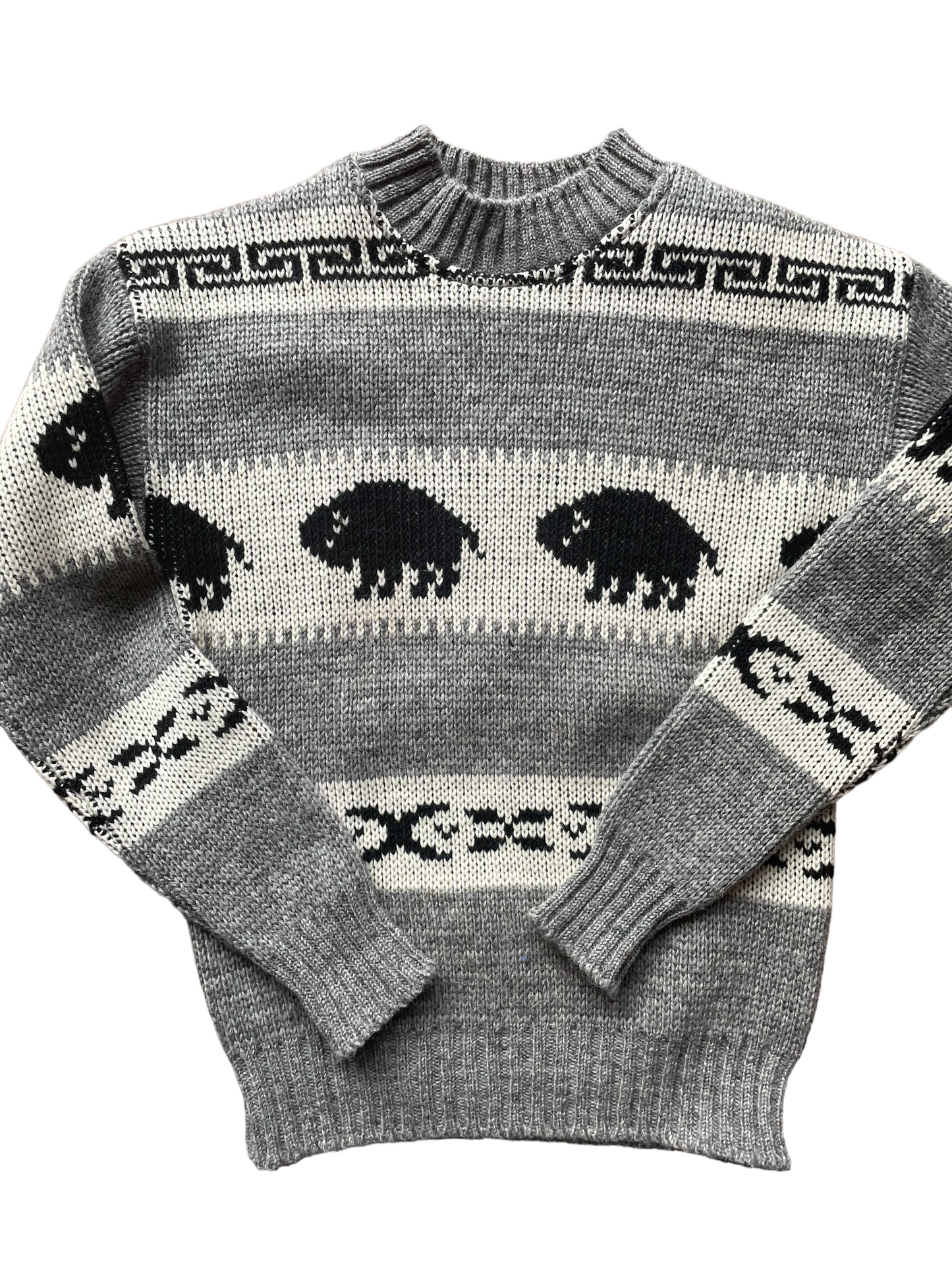 Vintage Brown Bison Wool Sweater Full front view
