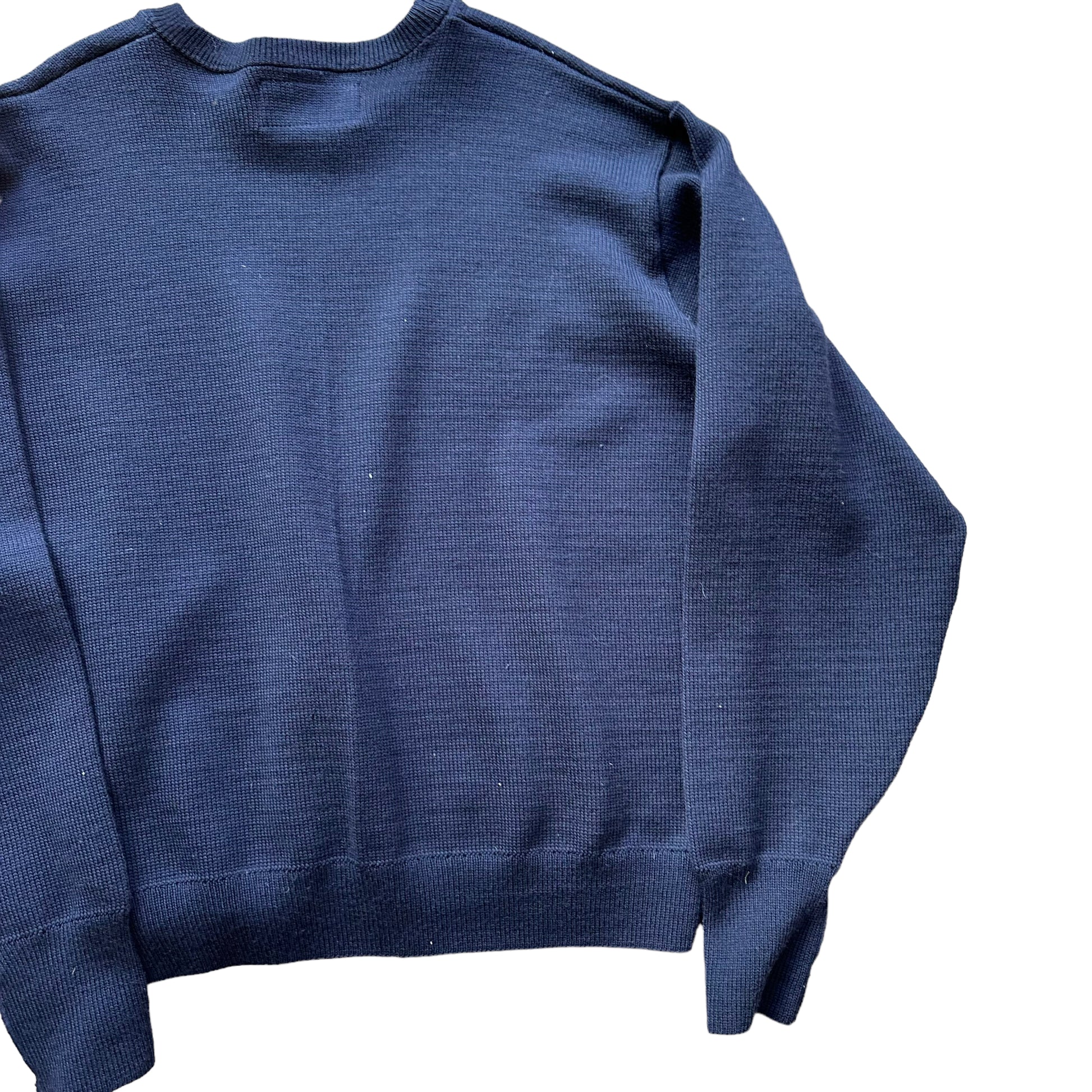Rear Left View of Deadstock Filson Navy Guide Sweater SZ XXL |  New Old Stock Filson | Vintage Workwear Seattle