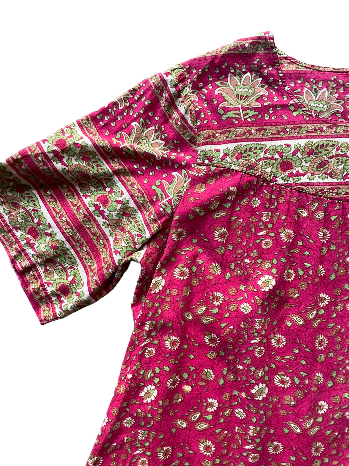 Front Right sleeve view of Vintage 1970s Indian Cotton Dress Sz XL