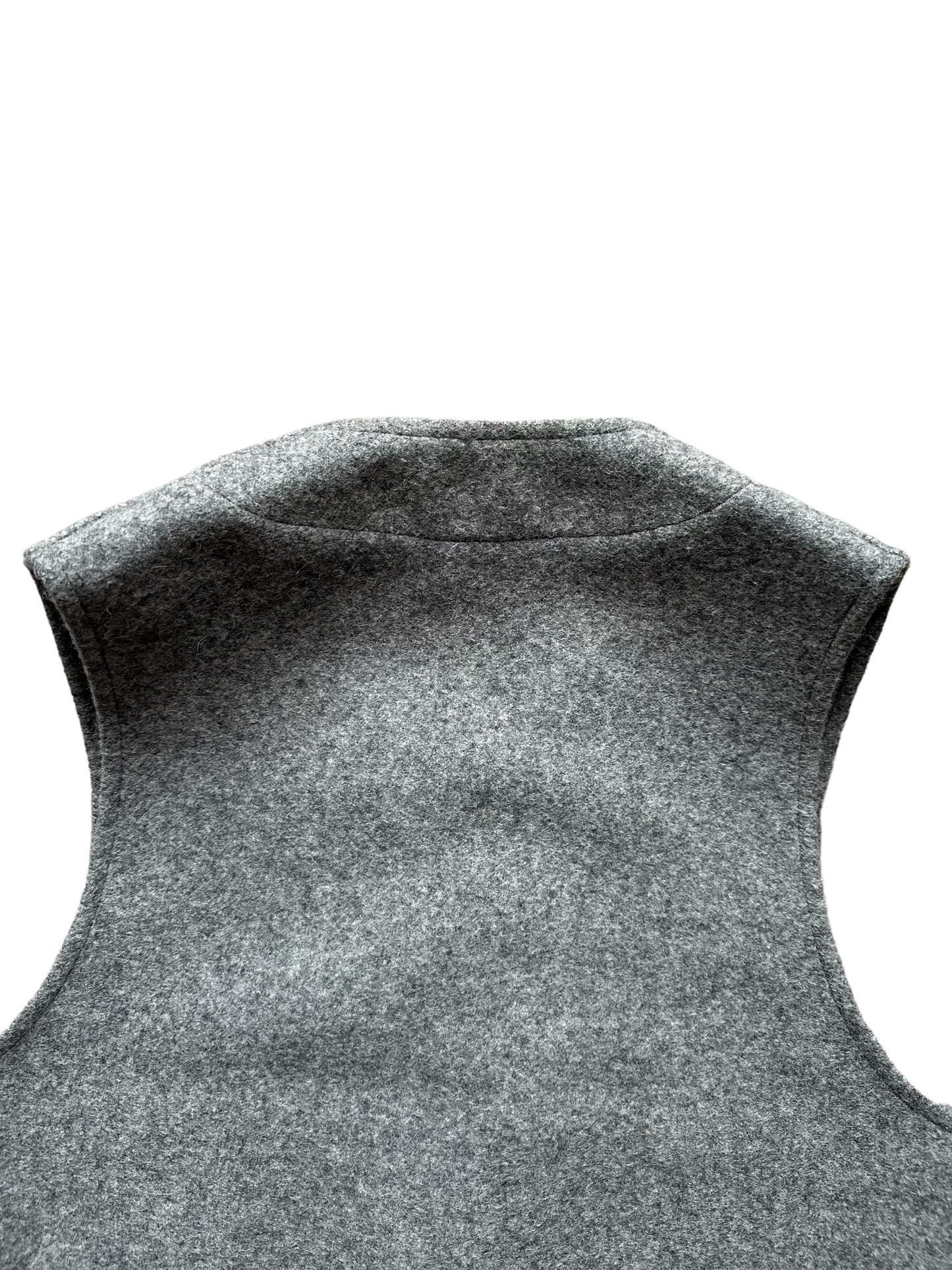 Upper Rear View of Vintage Filson Mackinaw Vest SZ 36 | Grey Wool Vest | Seattle Vintage Workwear