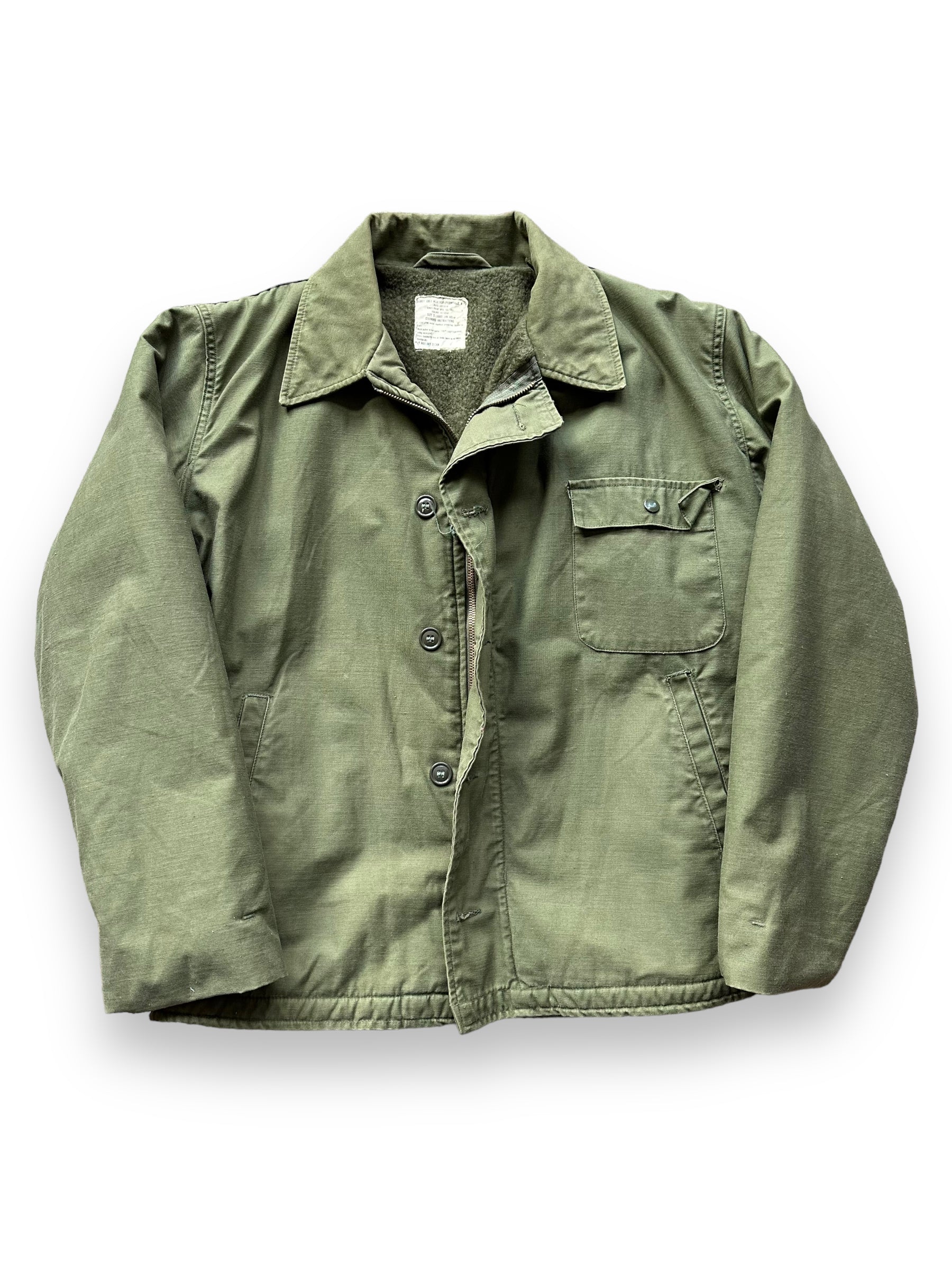 Front View of Vintage Viet Nam Era Cold Weather A-2 Jacket SZ XL | Vintage Military Jackets Seattle | Barn Owl Vintage Clothing Seattle