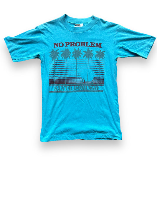 Front shot of Vintage Blue Santo Domingo Graphic Tee SZ L | Vintage T-Shirts Seattle | Barn Owl Vintage Tees Seattle