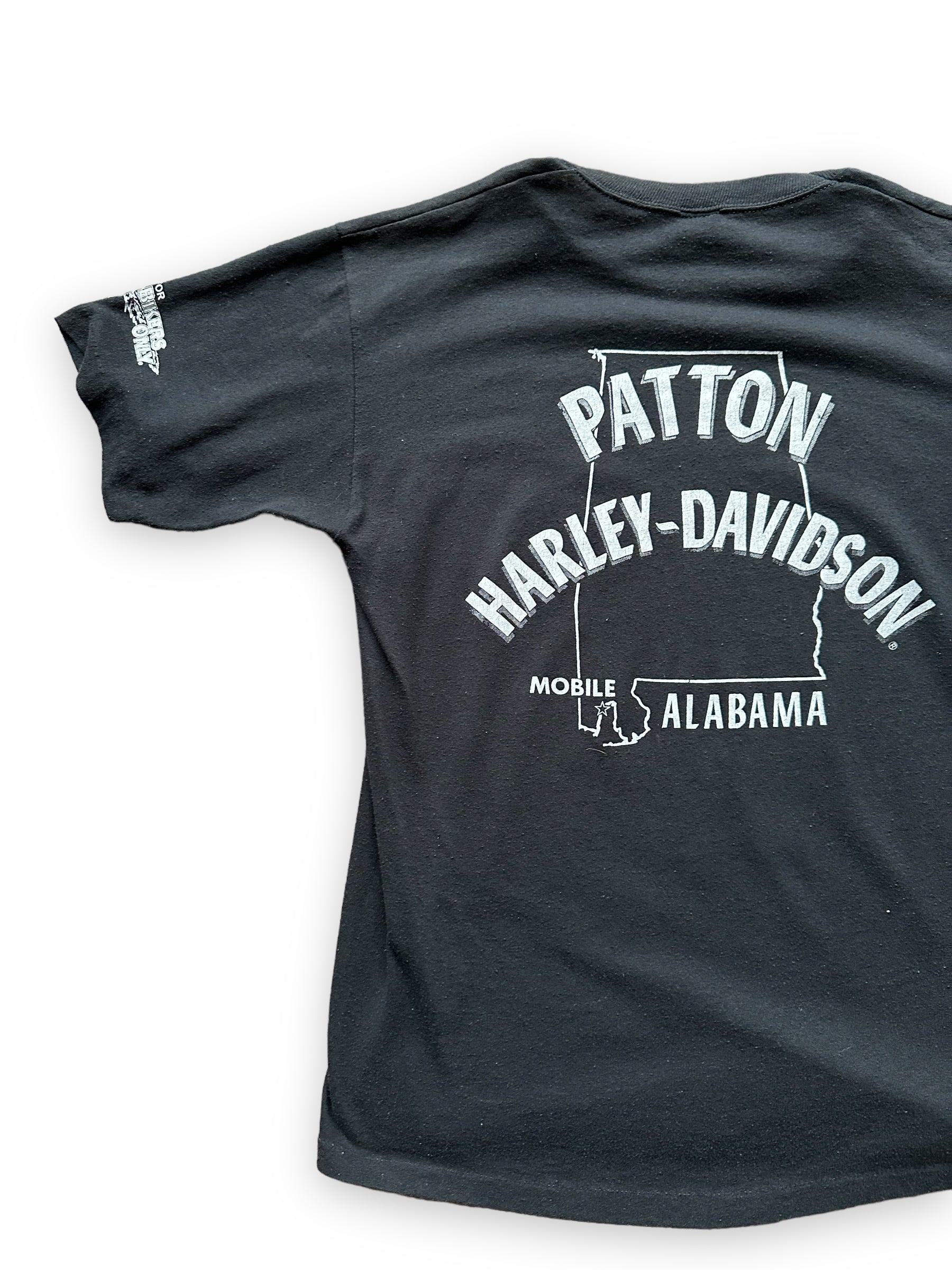 Left Rear View on Vintage 1980s Harley Davidson Rider Tee SZ L | Vintage Harley Tee Seattle | Barn Owl Vintage Seattle