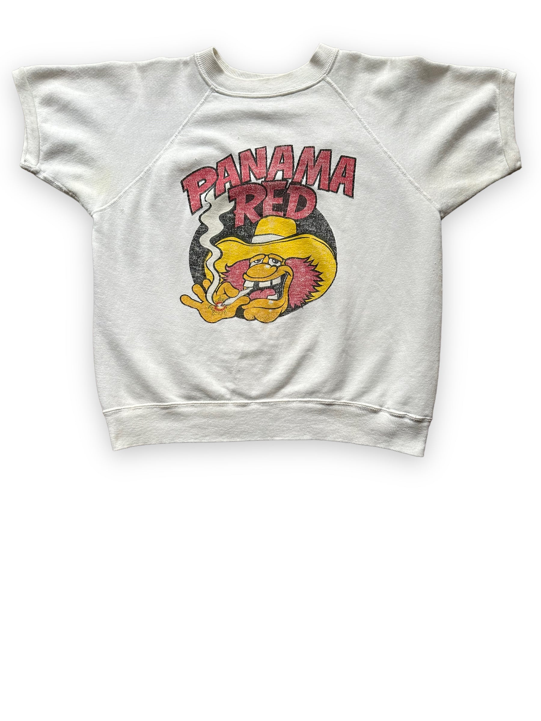 Front View of Vintage Panama Red Short Sleeve Crewneck SZ L | Seattle Vintage Panama Red Crewnecks | Barn Owl Vintage