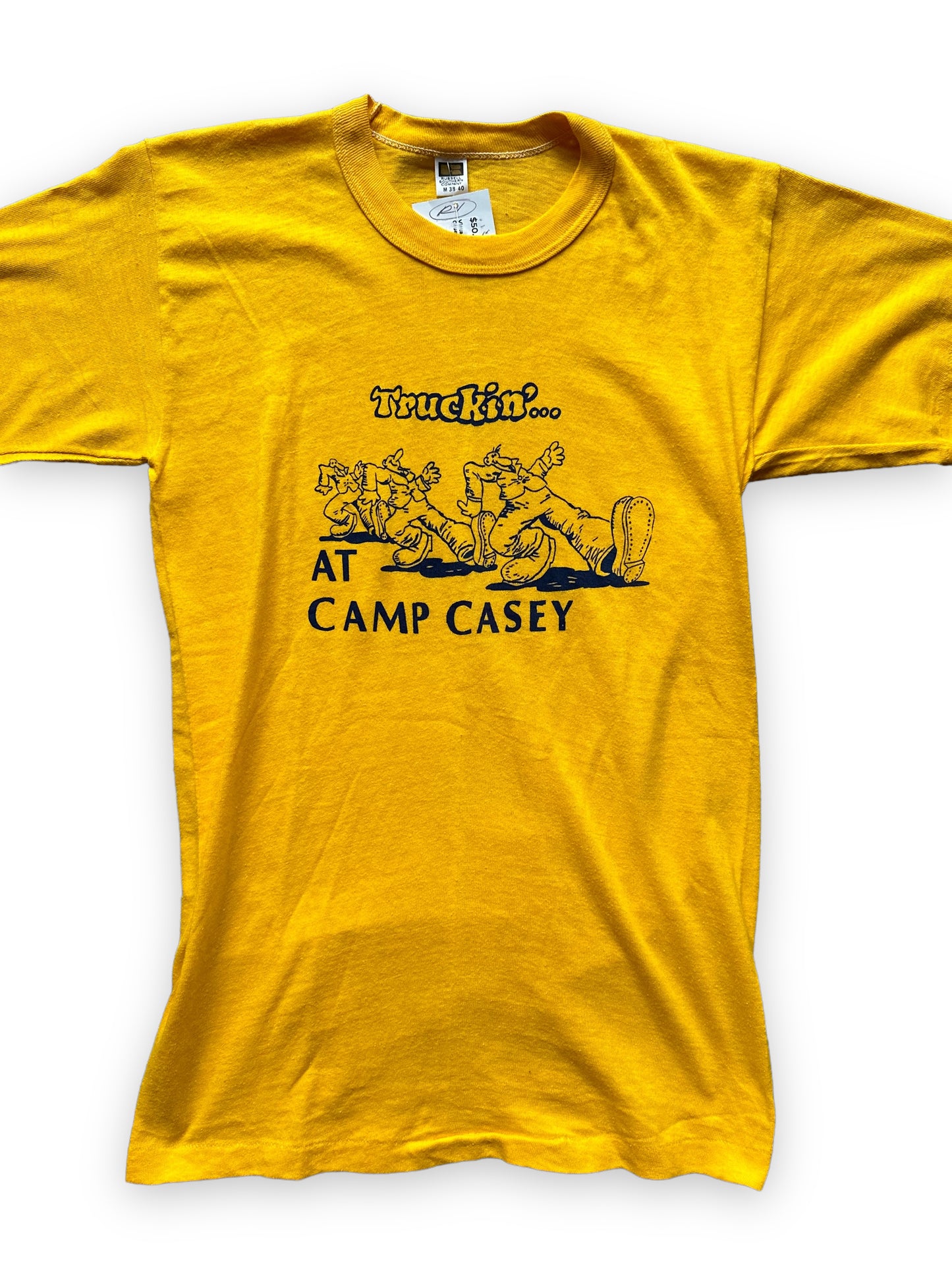 Front Detail on Vintage R.Crumb Truckin' At Camp Casey Tee SZ M | Underground Comic Tee | Barn Owl Vintage Tees