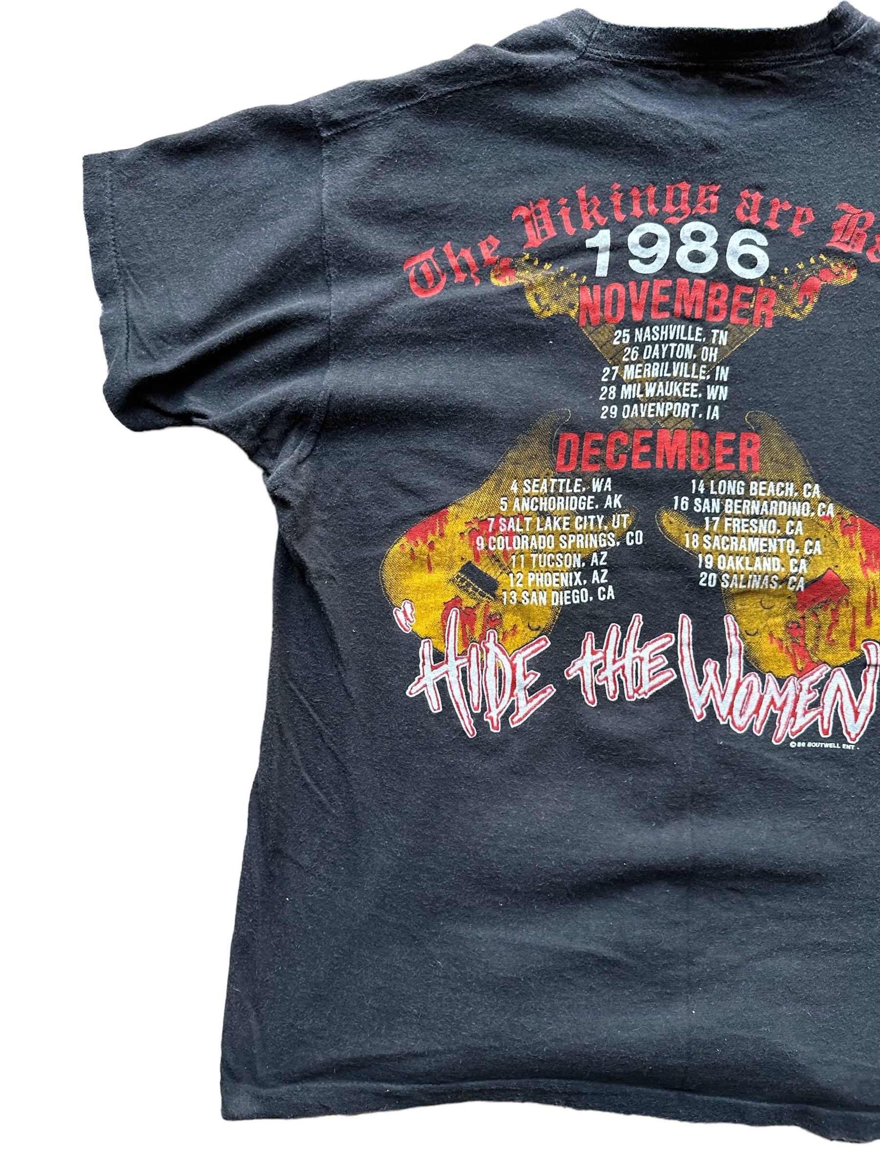 Rear Left View of Vintage Yngwie Malmsteen Trilogy World Tour Shirt Size XLarge | Vintage Metal Rock Tee | Barn Owl Vintage Seattle