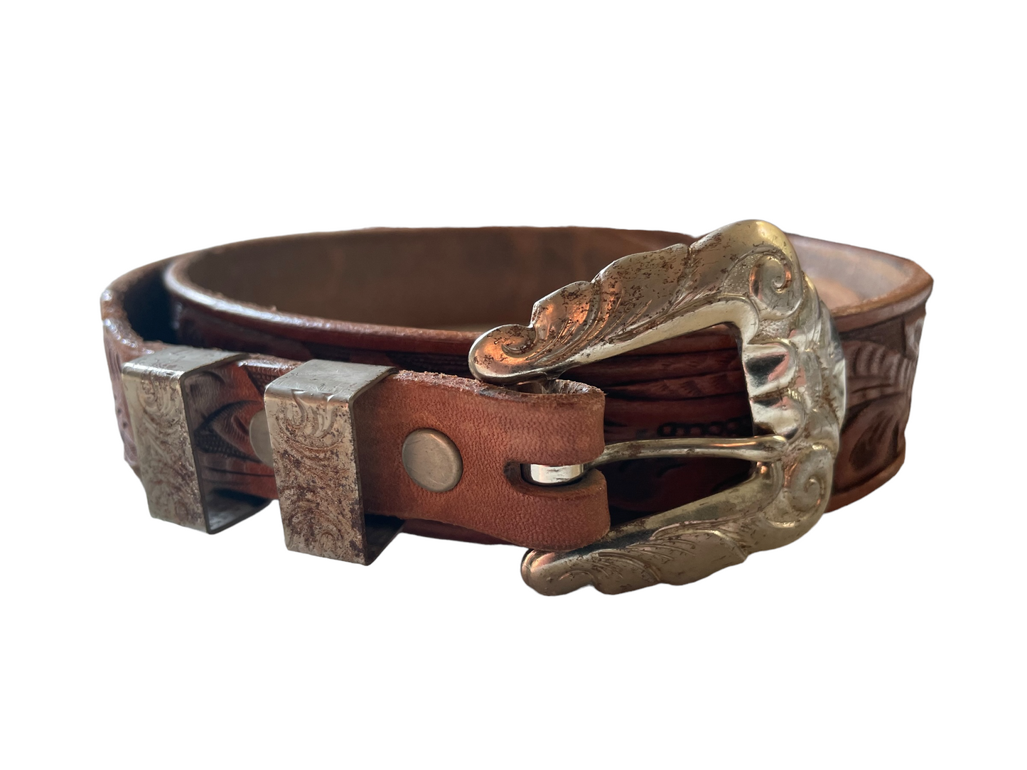 Vintage Westernaire Tooled Leather Belt with Buckle | Barn Owl Vintage | Seattle True Vintage