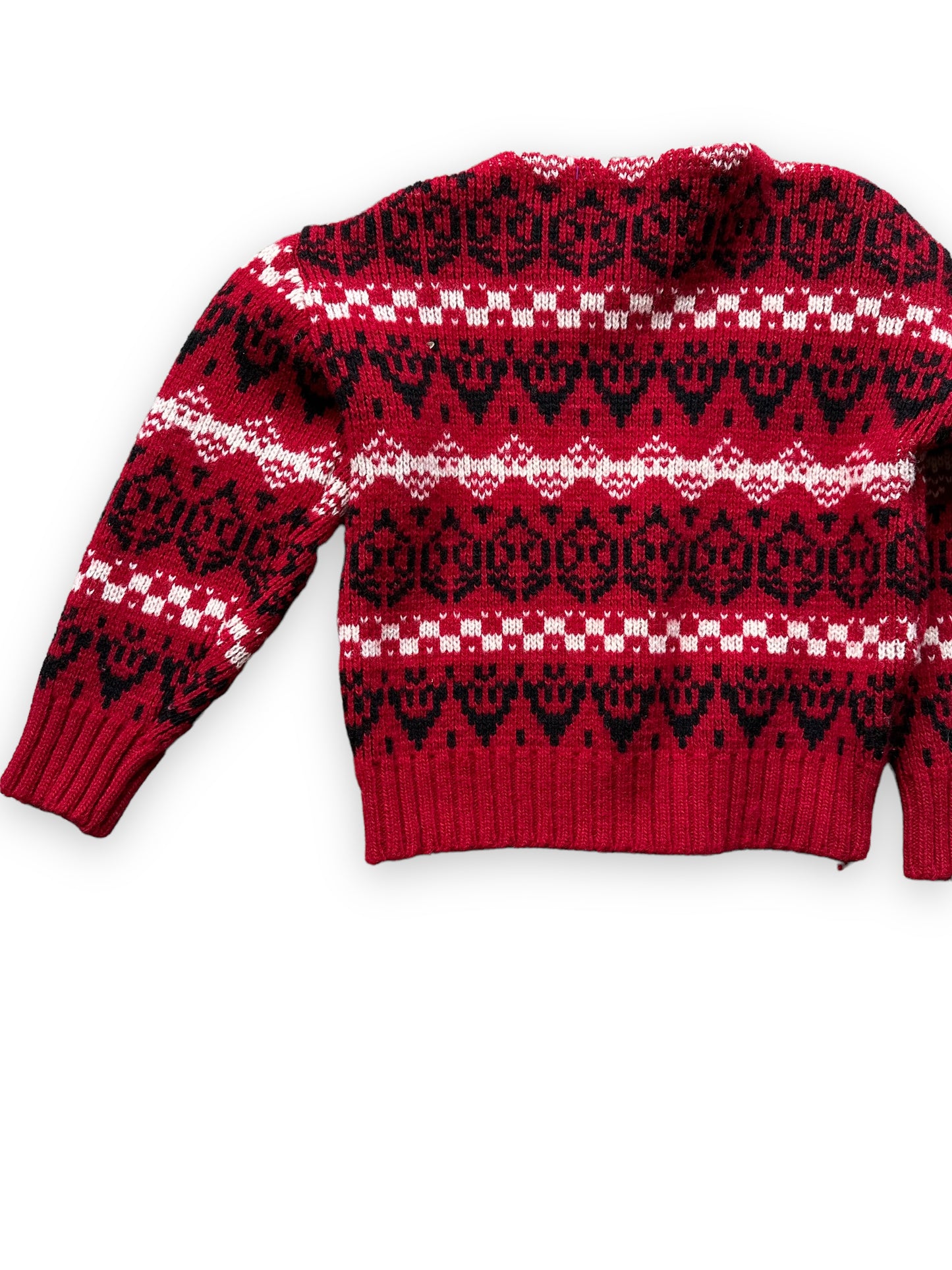 Rear Left Detail on Vintage Palmett Norwegian Wool Sweater SZ L | Barn Owl Vintage Seattle | Seattle Vintage Clothing