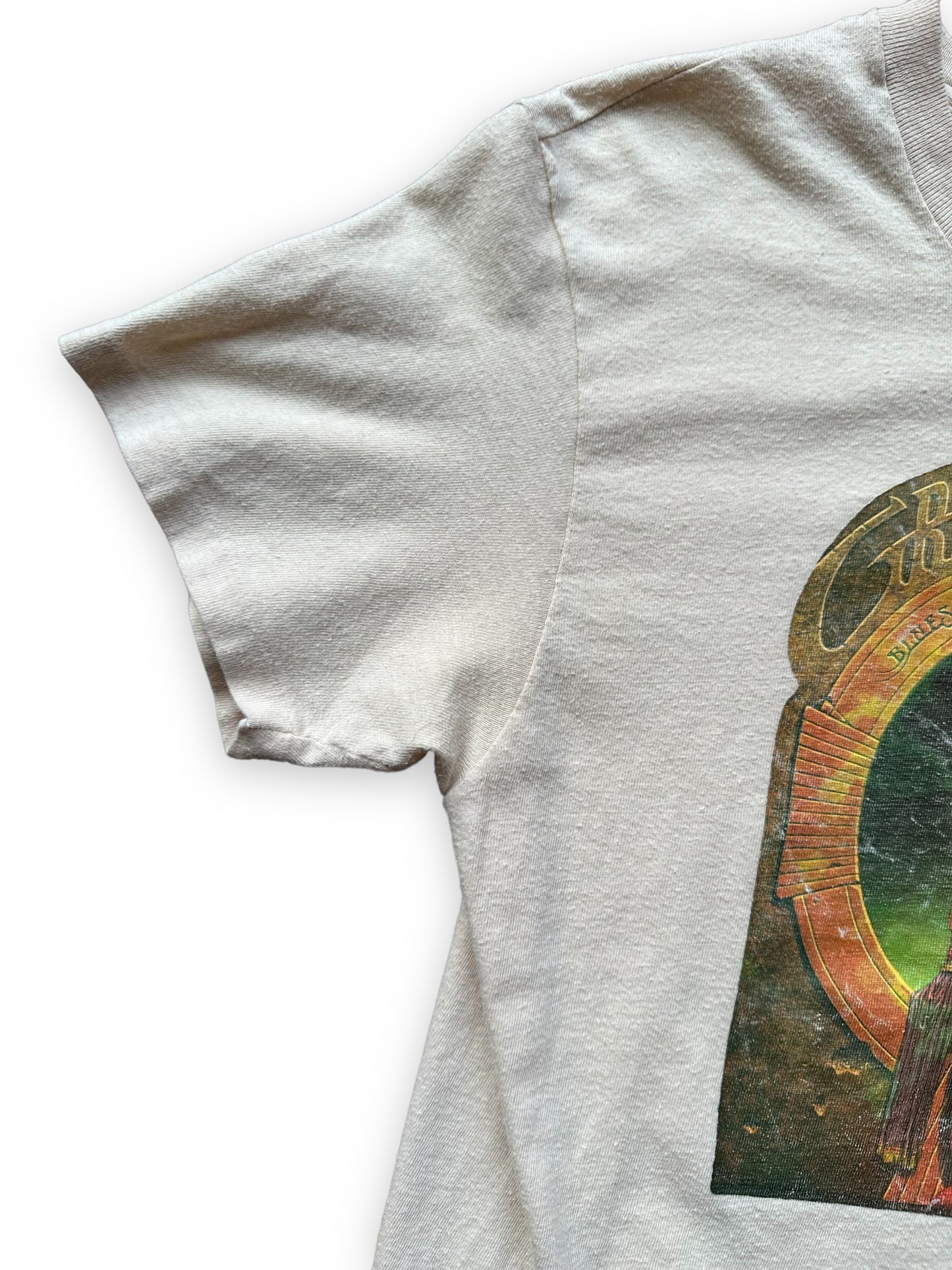Single Stitch Sleeve View of Vintage Grateful Dead Blues for Allah Cleveland 8-26-80 Tour Tee SZ M | Vintage Grateful Dead Tee Seattle | Barn Owl Vintage