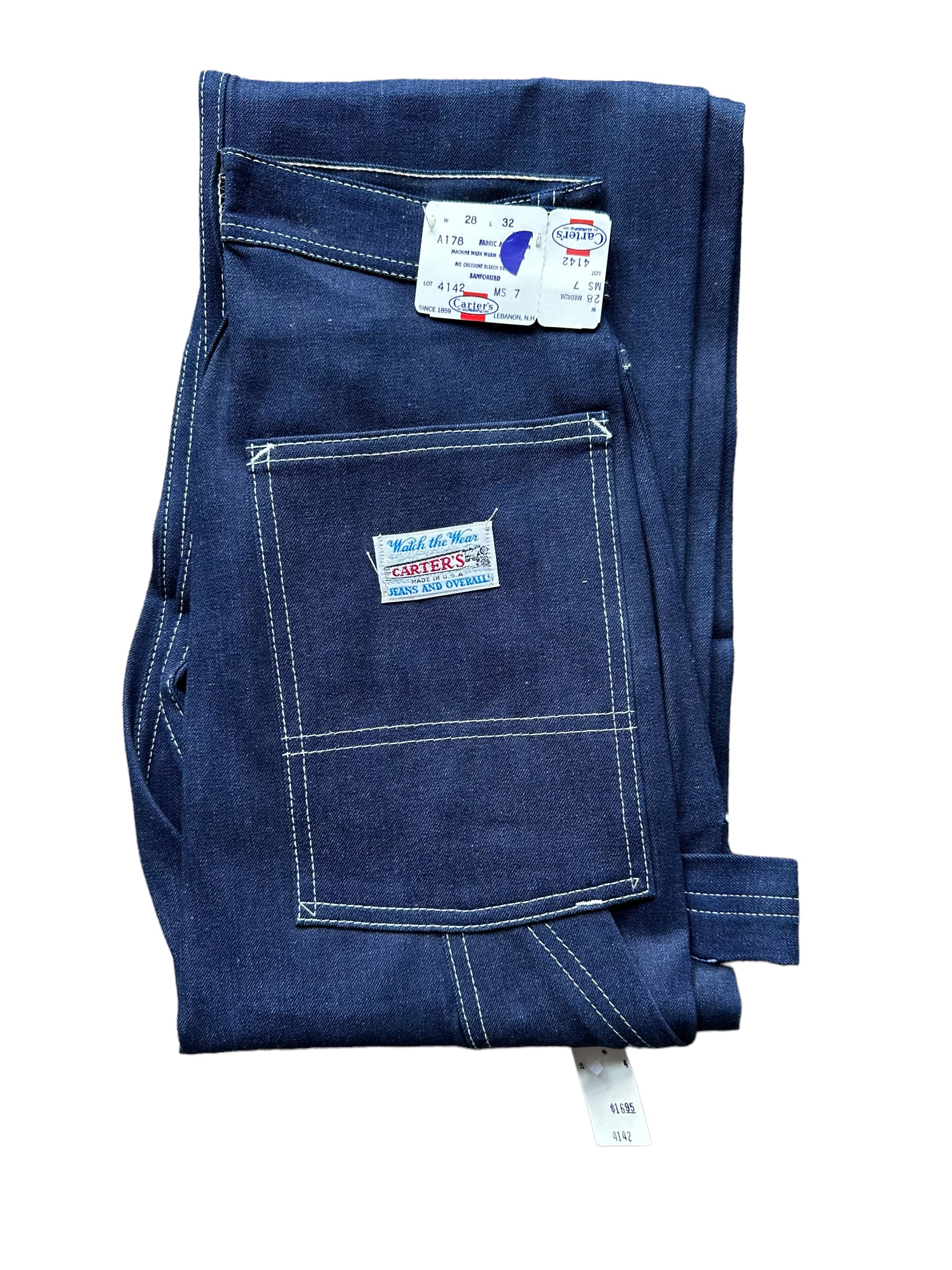 Rear Folded View on NOS Vintage Carter's Carpenter Jeans W28 L32 | Barn Owl Vintage Workwear Seattle