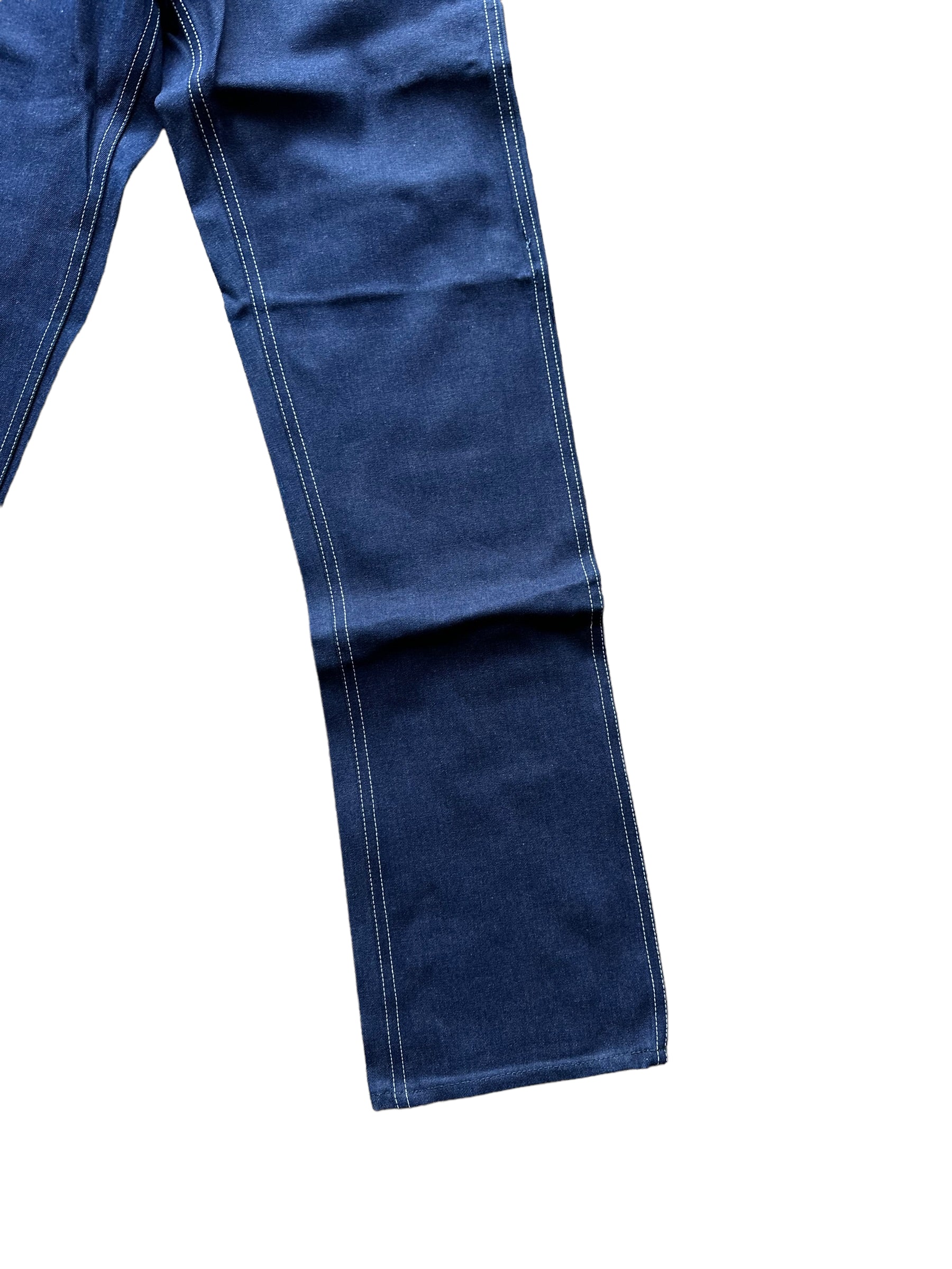 Left Front Leg View on Deadstock Vintage Carter's Carpenter Jeans W27 L34 | Vintage Workwear Seattle | Barn Owl Vintage Clothing