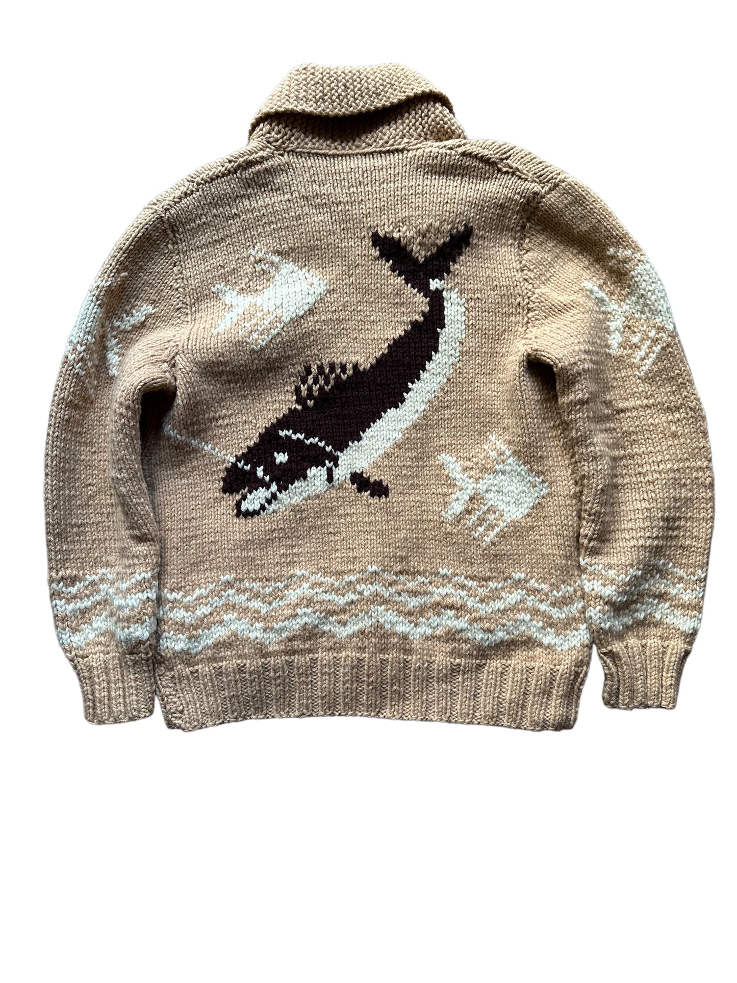 Vintage Wool Cowichan Style Salmon Sweater | Seattle Vintage Clothing |. Barn Owl Vintage Seattle