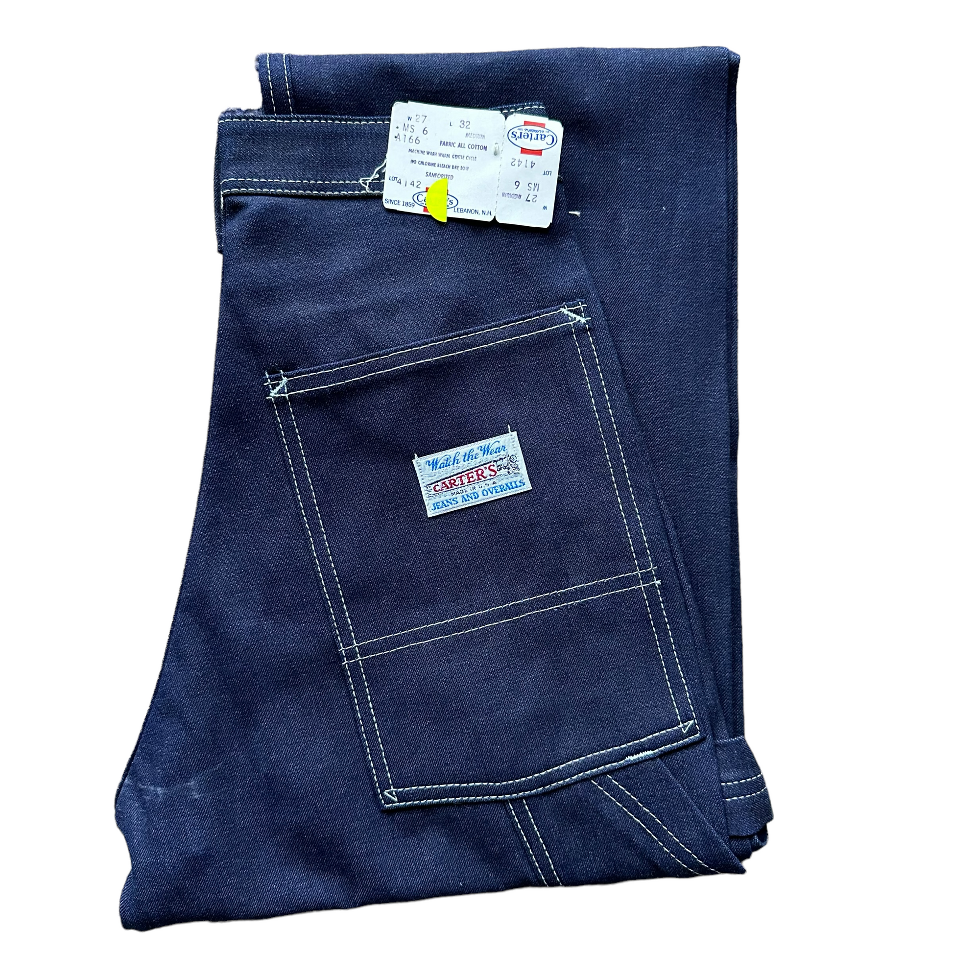 Rear Folded View of Deadstock Vintage Carter's Carpenter Jeans W27 L32 | Vintage Denim Workwear Seattle | Barn Owl Vintage Clothing