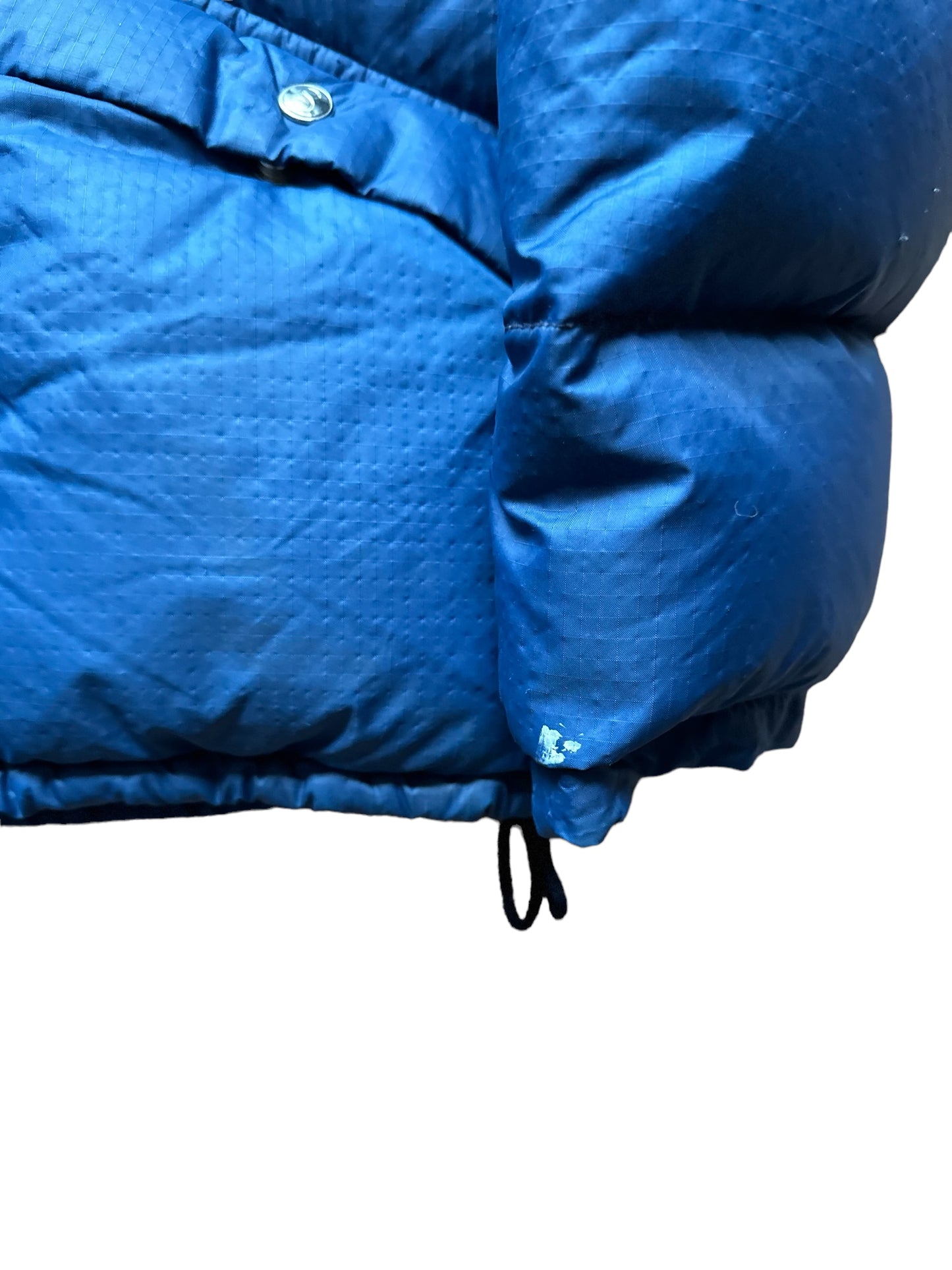 Small Blemish on Cuff of Vintage Sprung Blue Goose Down Puffer Jacket SZ XL | Vintage Puffer Jacket Seattle | Barn Owl Vintage Seattle