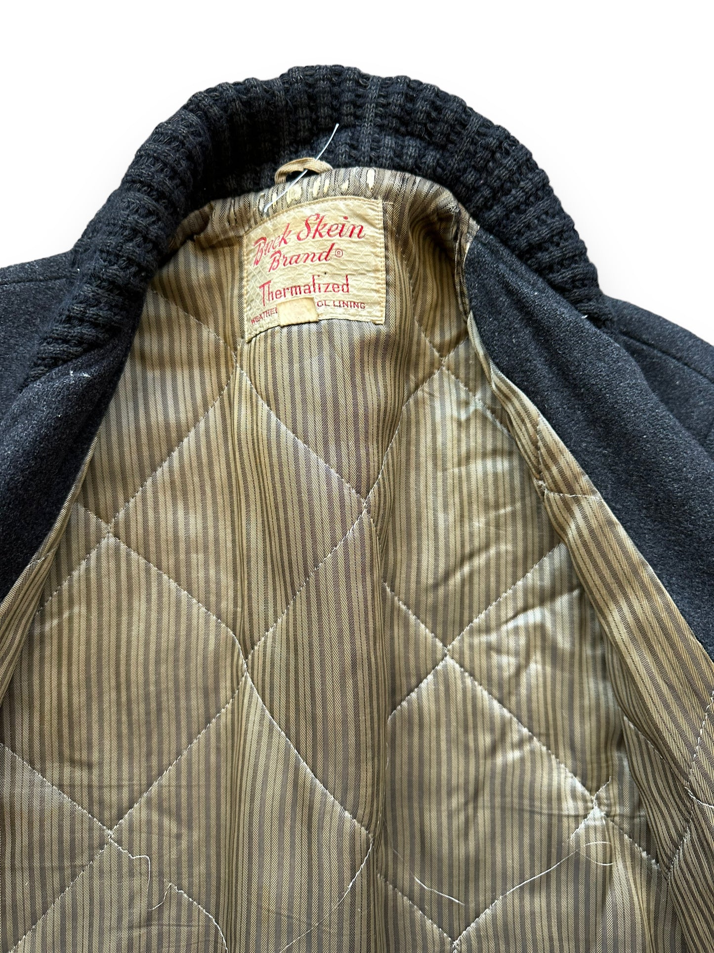 Tag View on Vintage Buck Skein Clicker Jacket SZ 42 | Barn Owl Vintage Goods | Vintage Clicker Coat Seattle