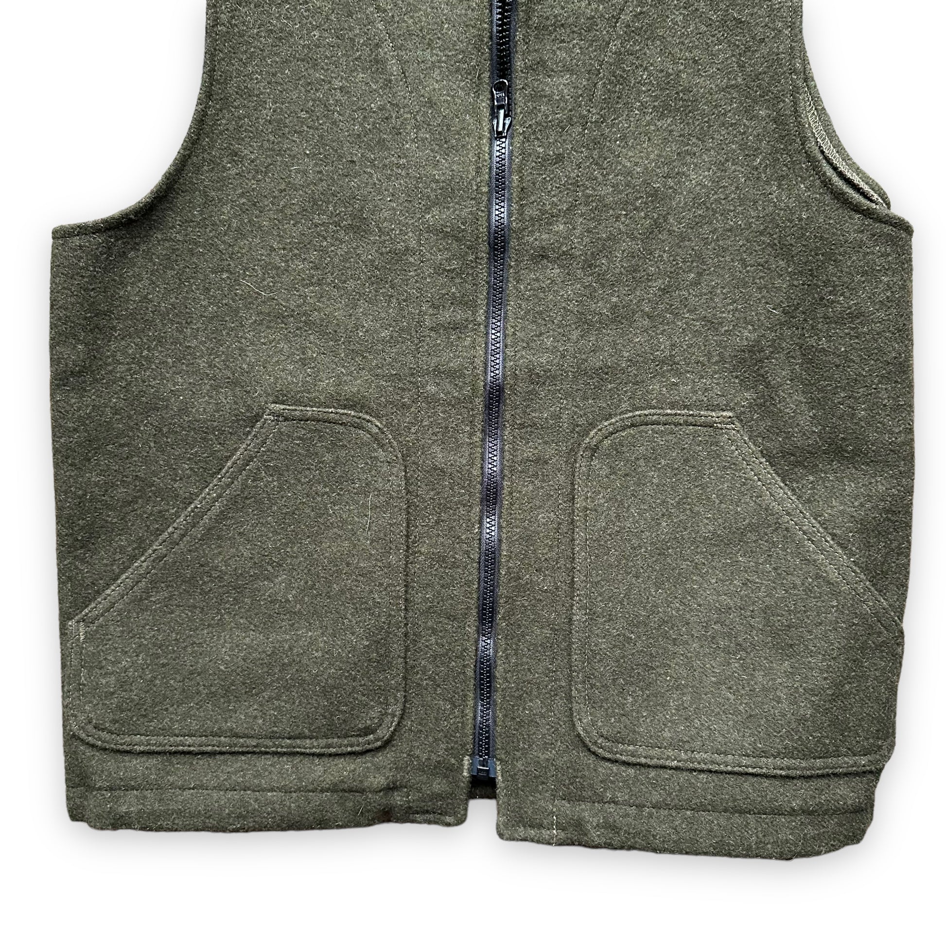 Lower Front View of Filson Forest Green Mackinaw Wool Liner SZ M |  Vintage Filson Workwear Seattle | Barn Owl Vintage