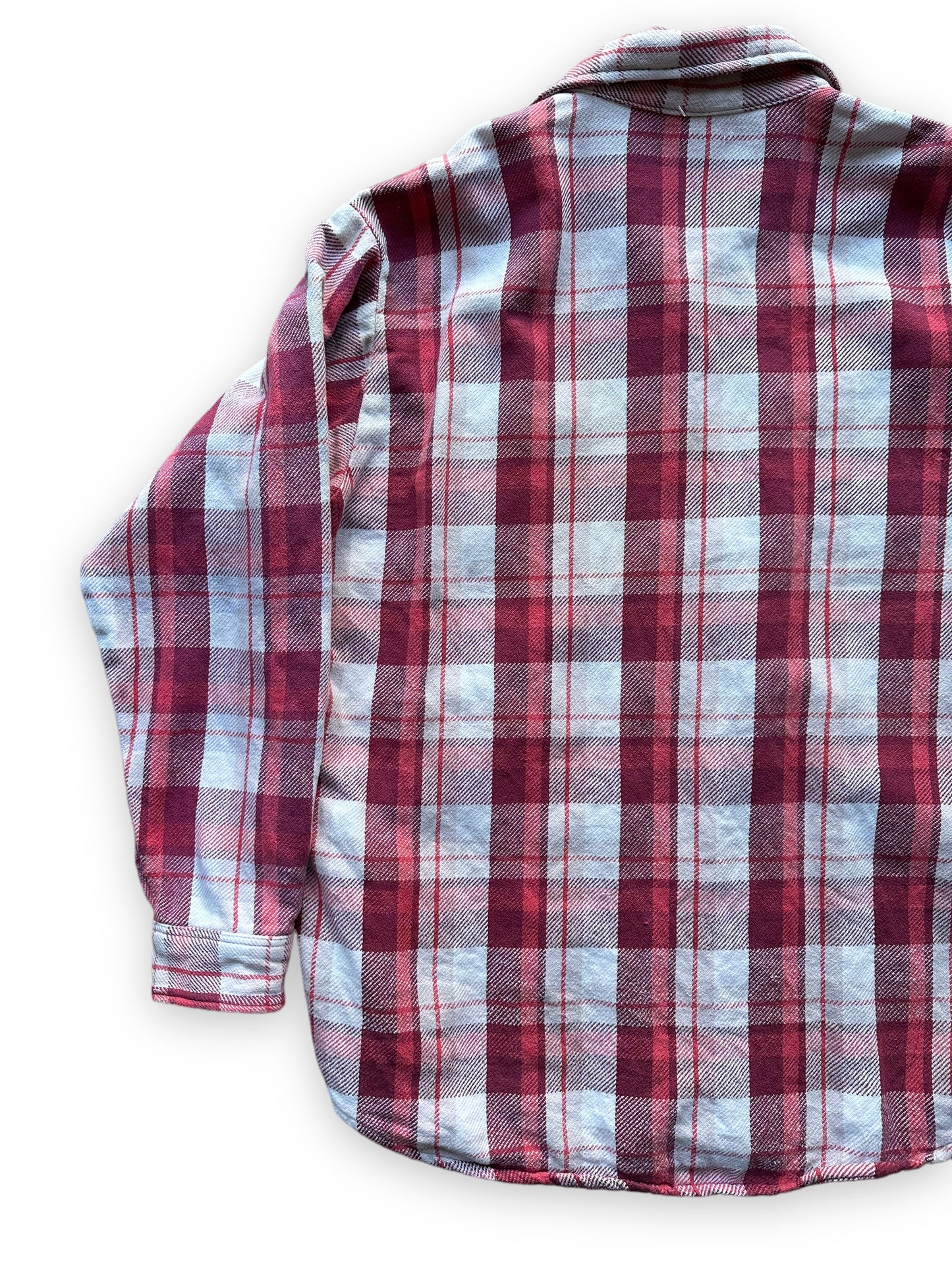 Rear Left View of Vintage Pink and Light Purple Big Mac Cotton Flannel SZ XL Tall | Barn Owl Vintage Seattle | Vintage Cotton Flannel Seattle