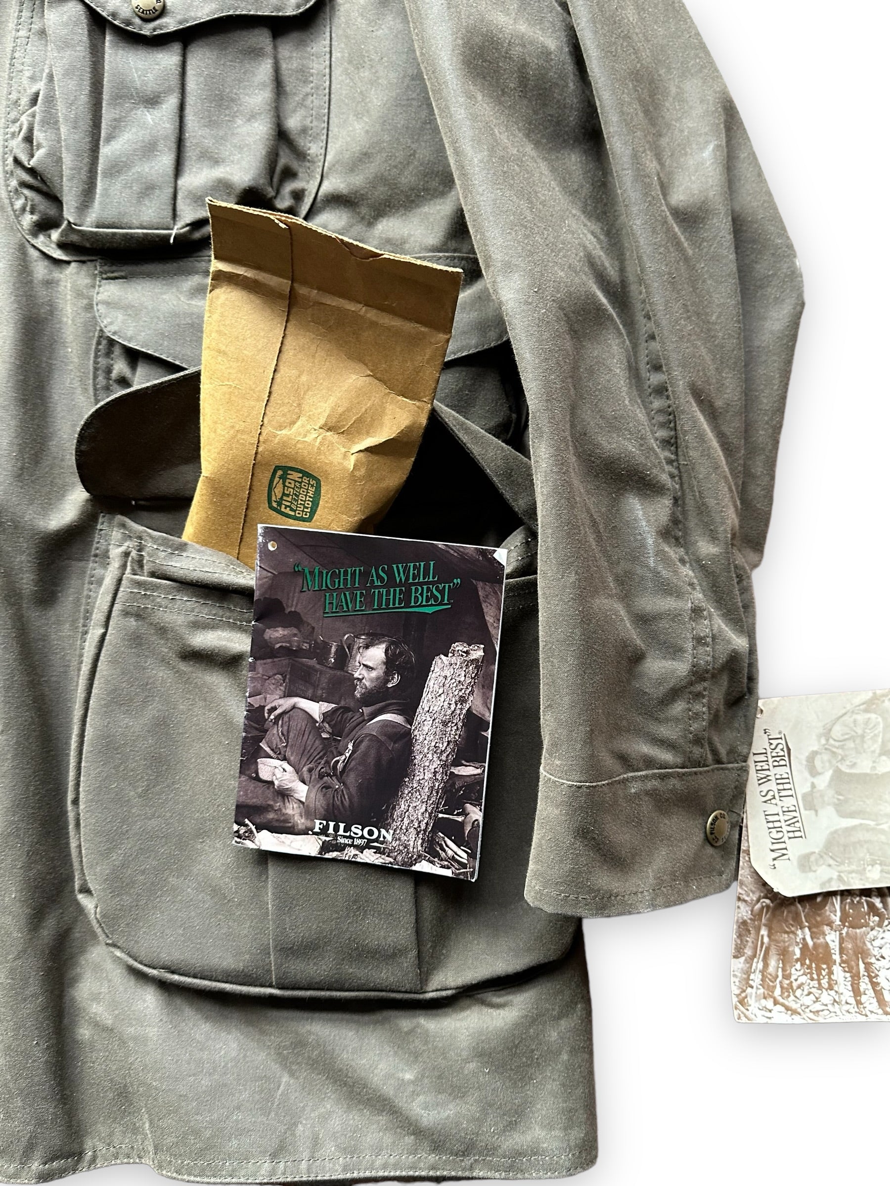 FIlson Catalog and Wax from NOS Vintage Filson Waterfowl Hunting Jacket SZ L |  Barn Owl Vintage Goods | Vintage Workwear Seattle