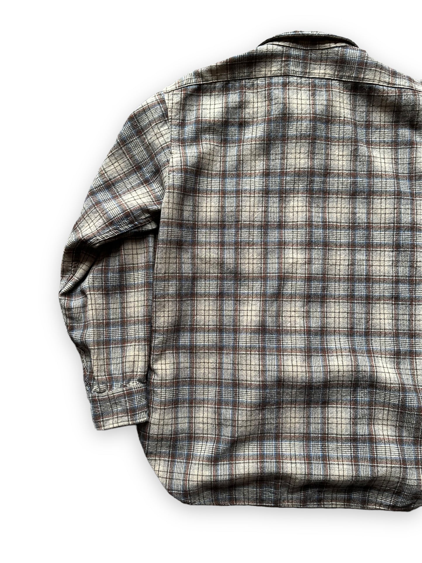 Rear Left Side View of Vintage Pendleton Wool Flannel Shirt SZ L | Vintage Wool Workwear Seattle | Barn Owl Vintage