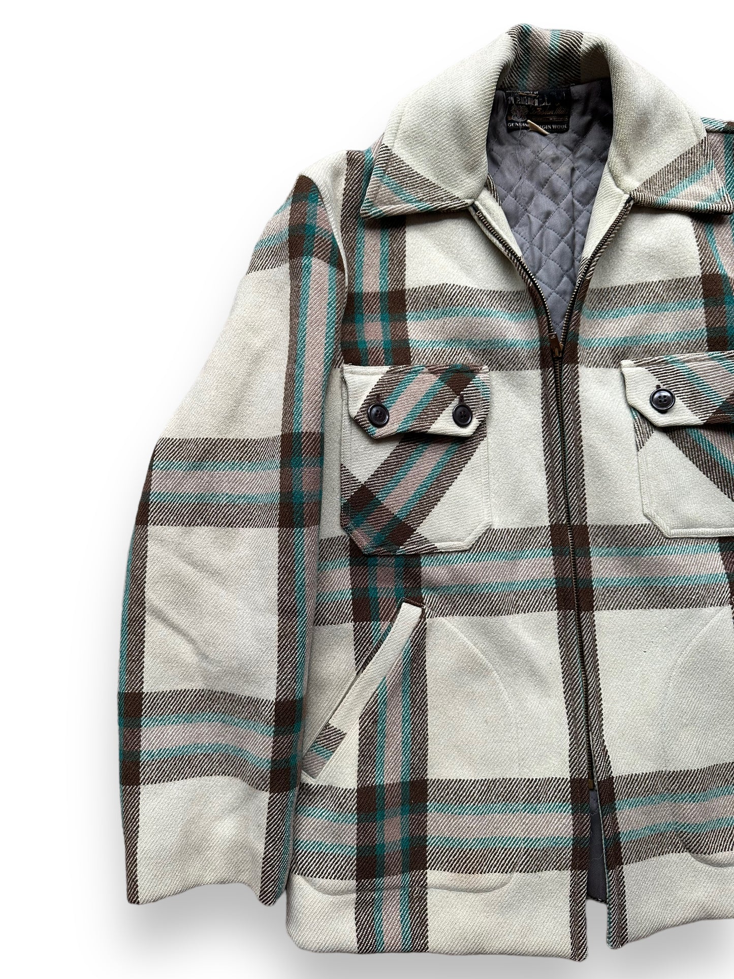 Front Right View of Vintage Merrill Woolen Mills Jacket SZ L | Barn Owl Vintage Goods | Vintage Wool Coat Seattle
