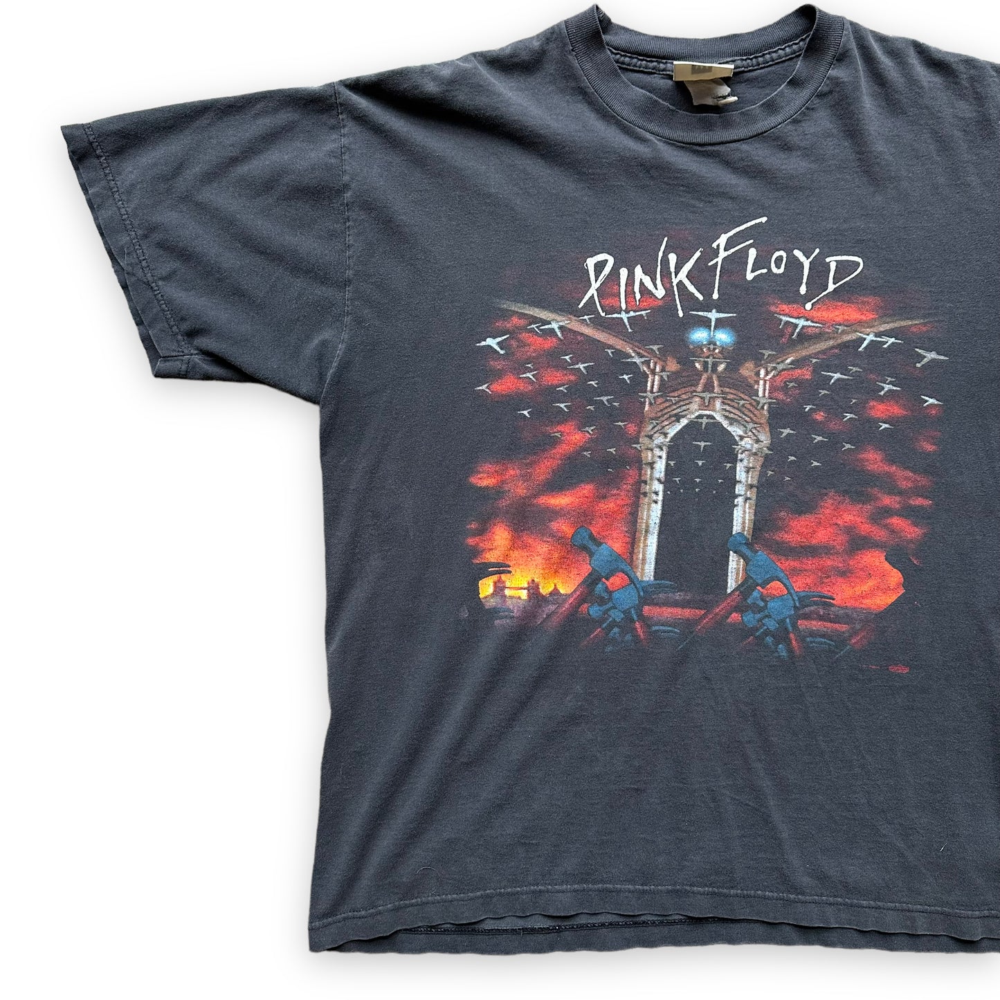 Front Right View of Vintage 1990s Winterland Pink Floyd The Wall Tee Size XL | Barn Owl Vintage Seattle | Vintage Rock Tees