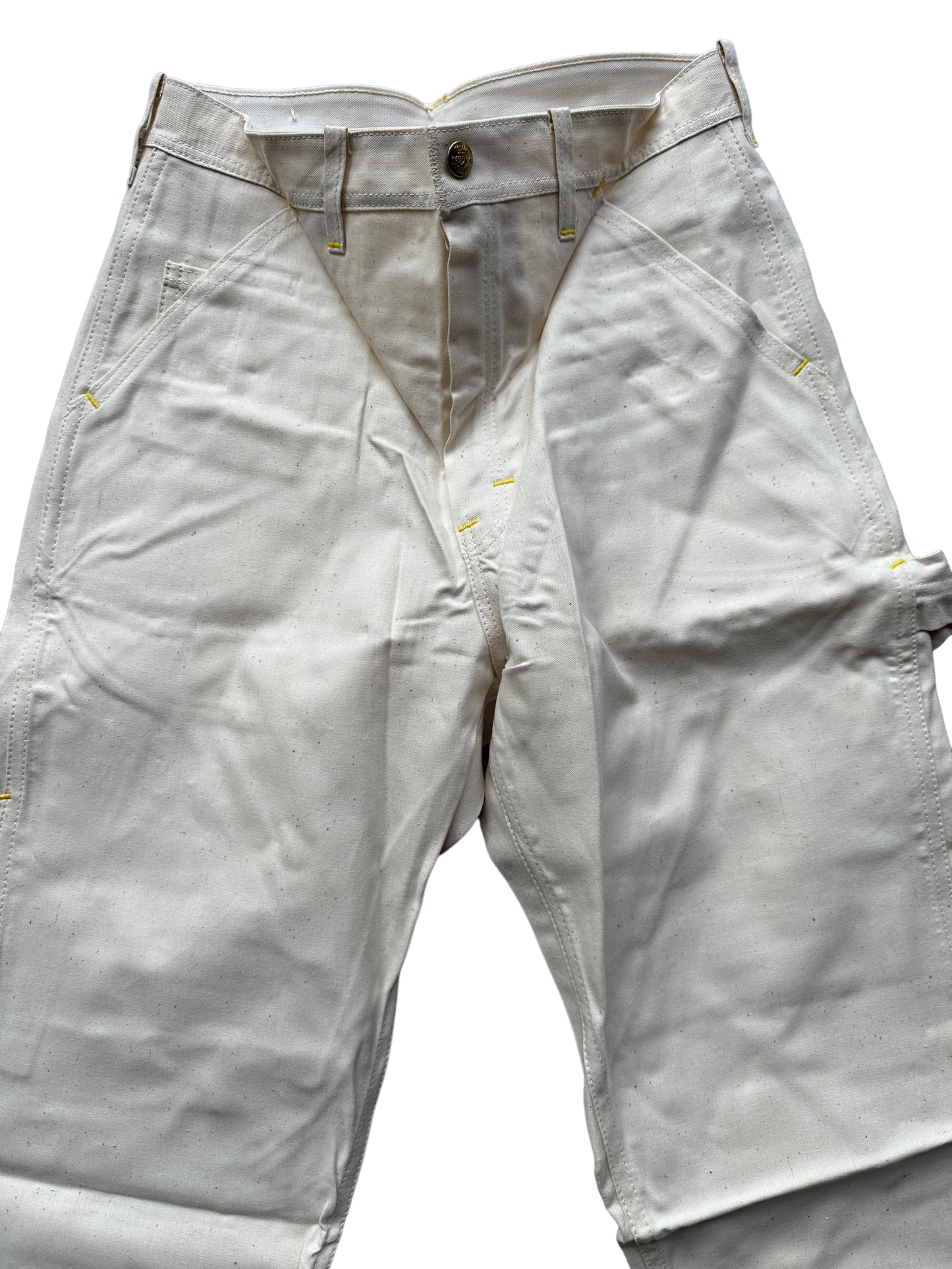 Upper Front View of NOS Vintage Carter's Ecru Painters Pants W29 L36