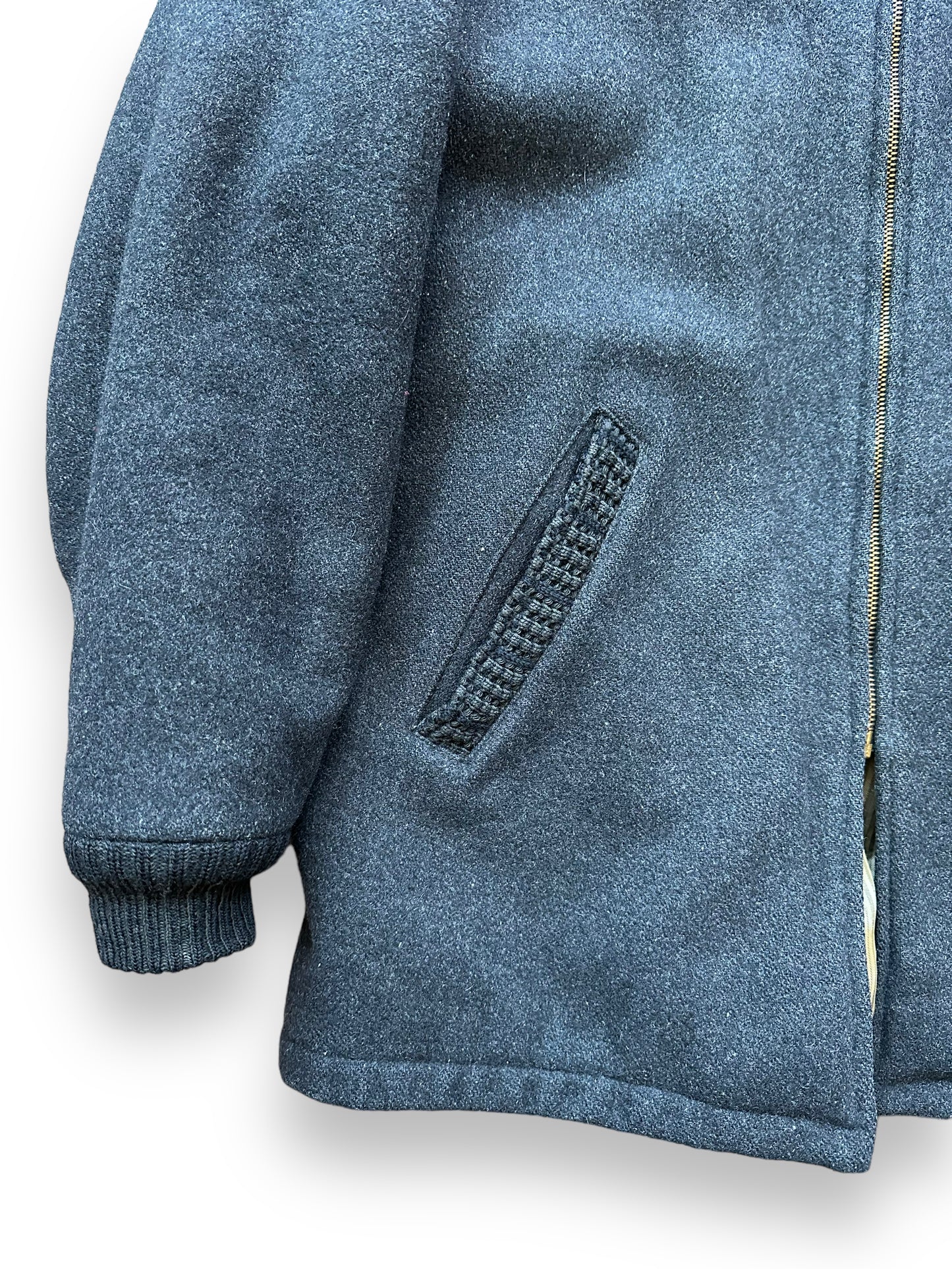 Lower Front Right View on Vintage Buck Skein Clicker Jacket SZ 42 | Barn Owl Vintage Goods | Vintage Clicker Coat Seattle