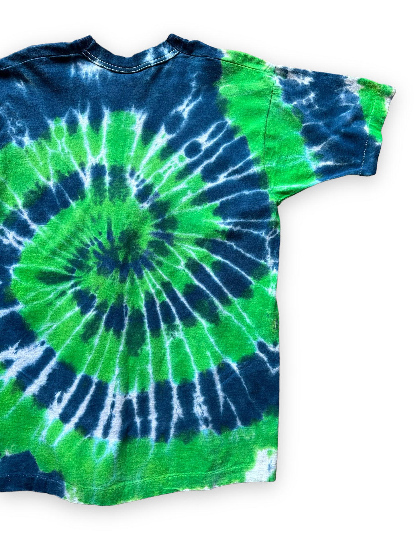 Right Rear View on Vintage Grateful Dead Seattle Thunderbirds Tie Dye Tour Tee SZ L | Vintage Grateful Dead Tee Seattle | Barn Owl Vintage