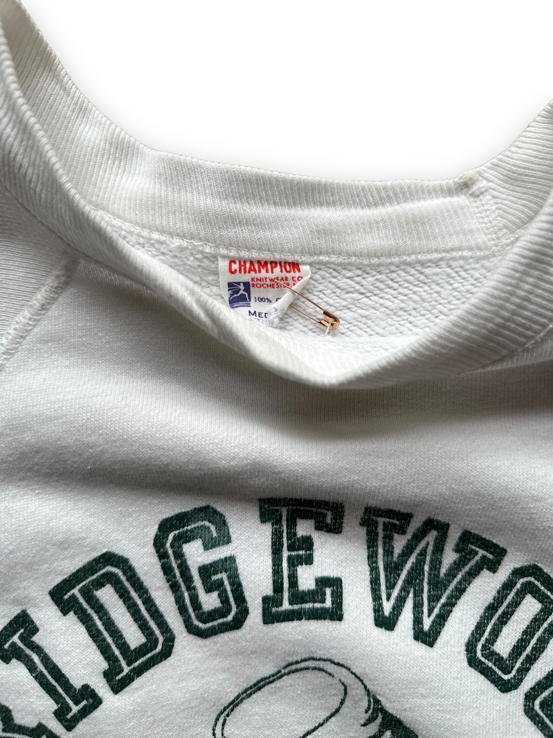 Tag View on Vintage Champion Running Man Ridgewood Rebels Crewneck Sweatshirt | Vintage Champion Sweatshirt Seattle | Barn Owl Vintage Clothing