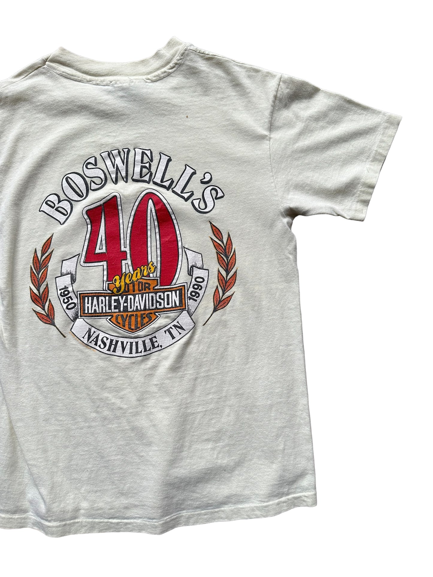 Right Rear View of Vintage Yellow Harley Davidson Wind Beneath My Wings Tee SZ M | Vintage Harley Tee | Barn Owl Vintage Seattle