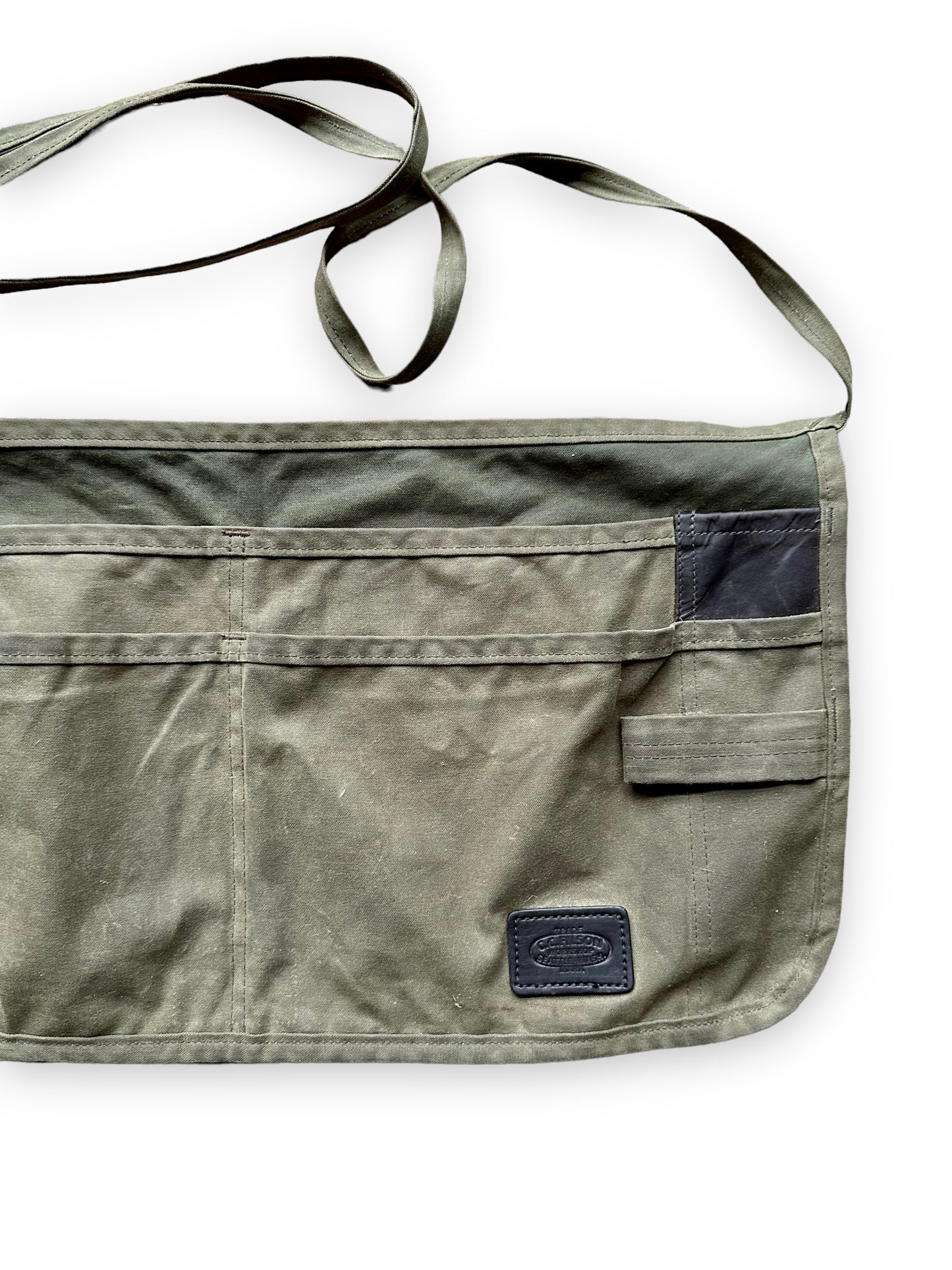Front Left Side View of Filson Workshop Tool Apron SZ L | Barn Owl Vintage Goods | Vintage Workwear Seattle