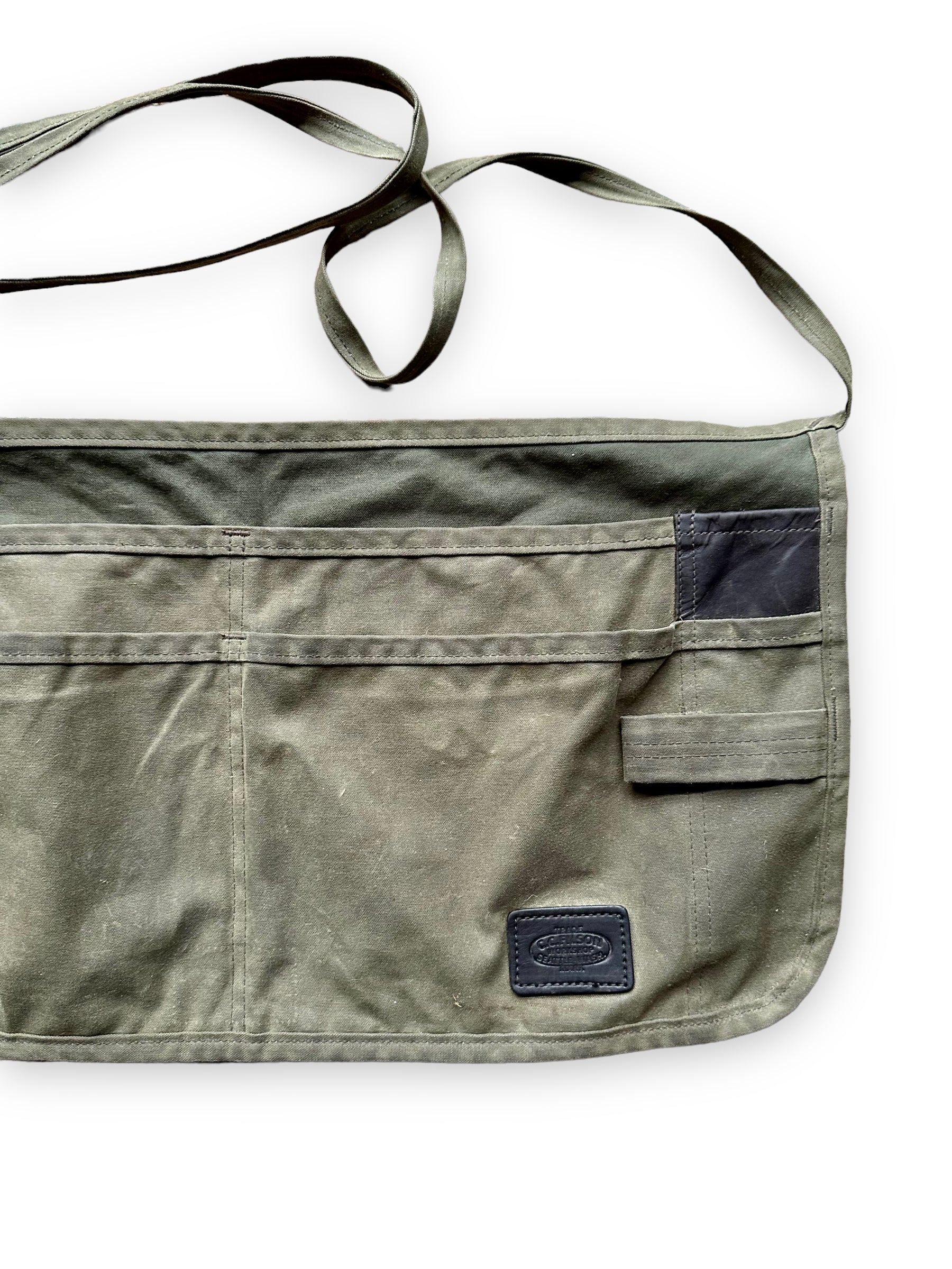 Front Left Side View of Filson Workshop Tool Apron SZ L |  Barn Owl Vintage Goods | Vintage Workwear Seattle