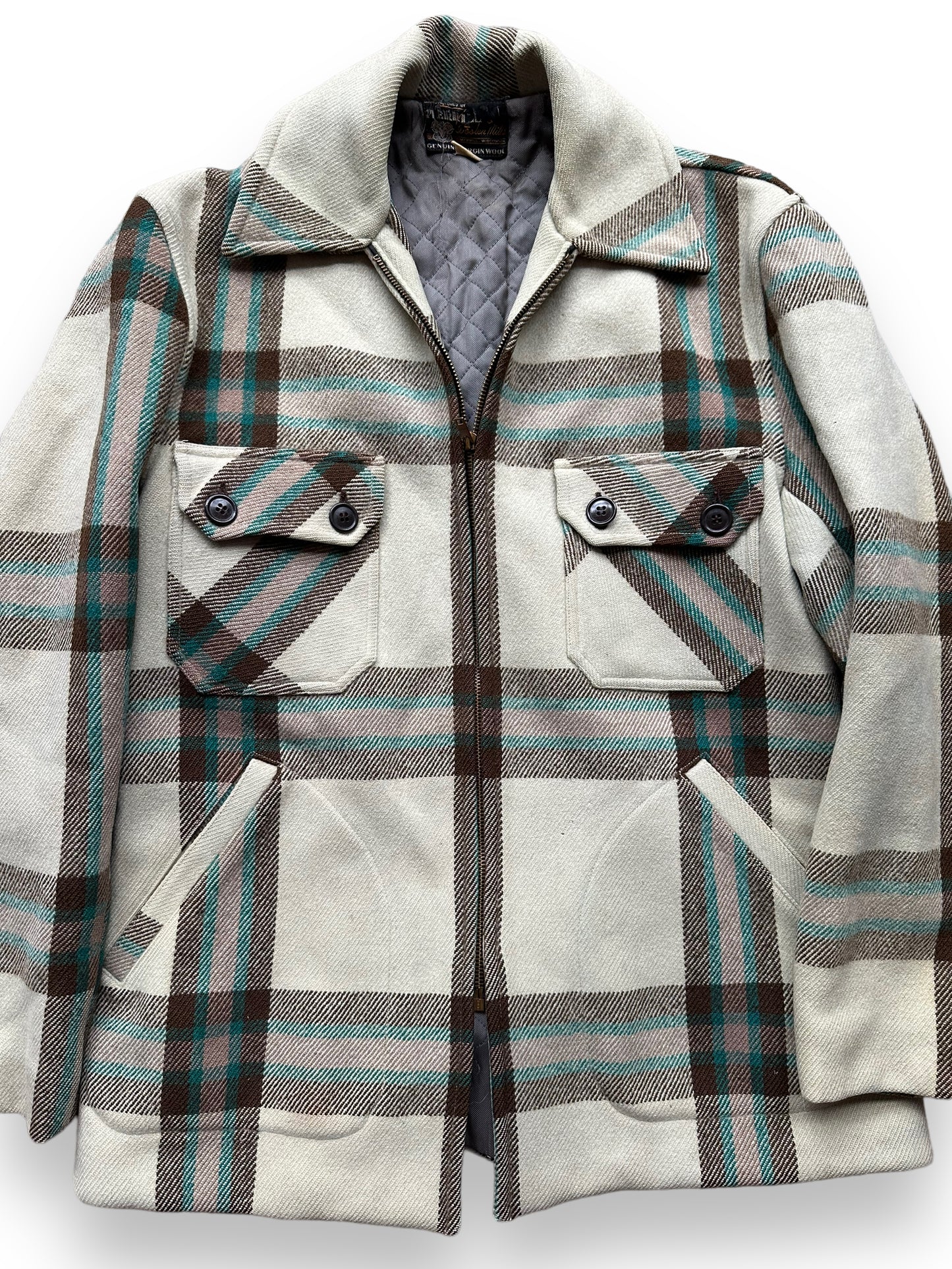 Front Detail on Vintage Merrill Woolen Mills Jacket SZ L | Barn Owl Vintage Goods | Vintage Wool Coat Seattle