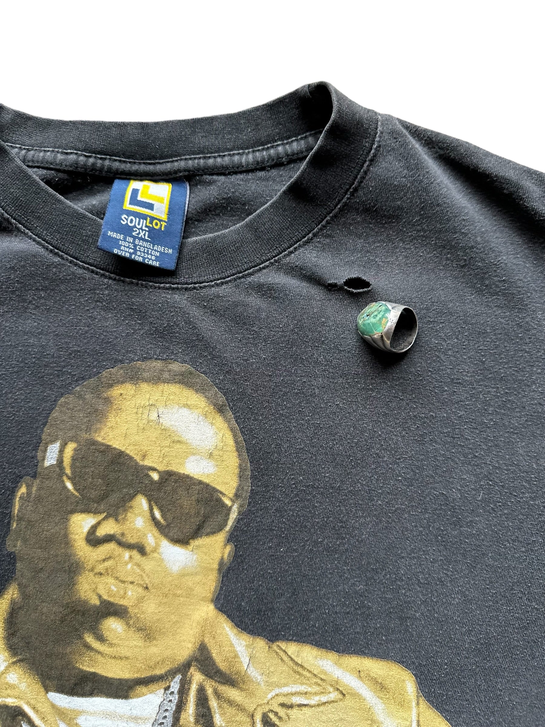 Small Holes Near Collar on Vintage Biggie Smalls Notorious BIG Rap Tee SZ XXL |  Vintage Rap Tees Biggy Smalls |  Christopher Wallace Notorious B.I.G.