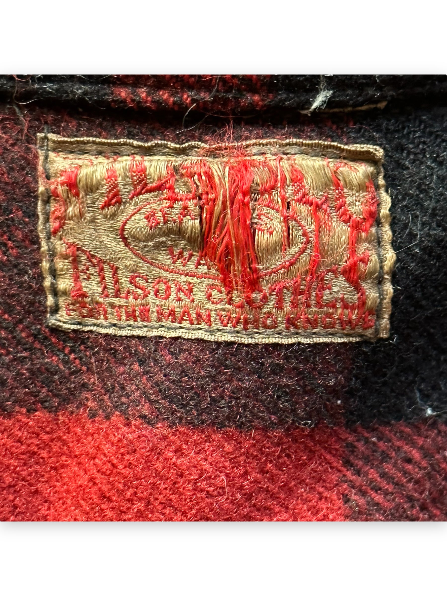 FilClo Tag on Vintage 1930s Era FilClo Filson Mackinaw Cruiser |  FilClo Vintage Workwear | Barn Owl Vintage Seattle