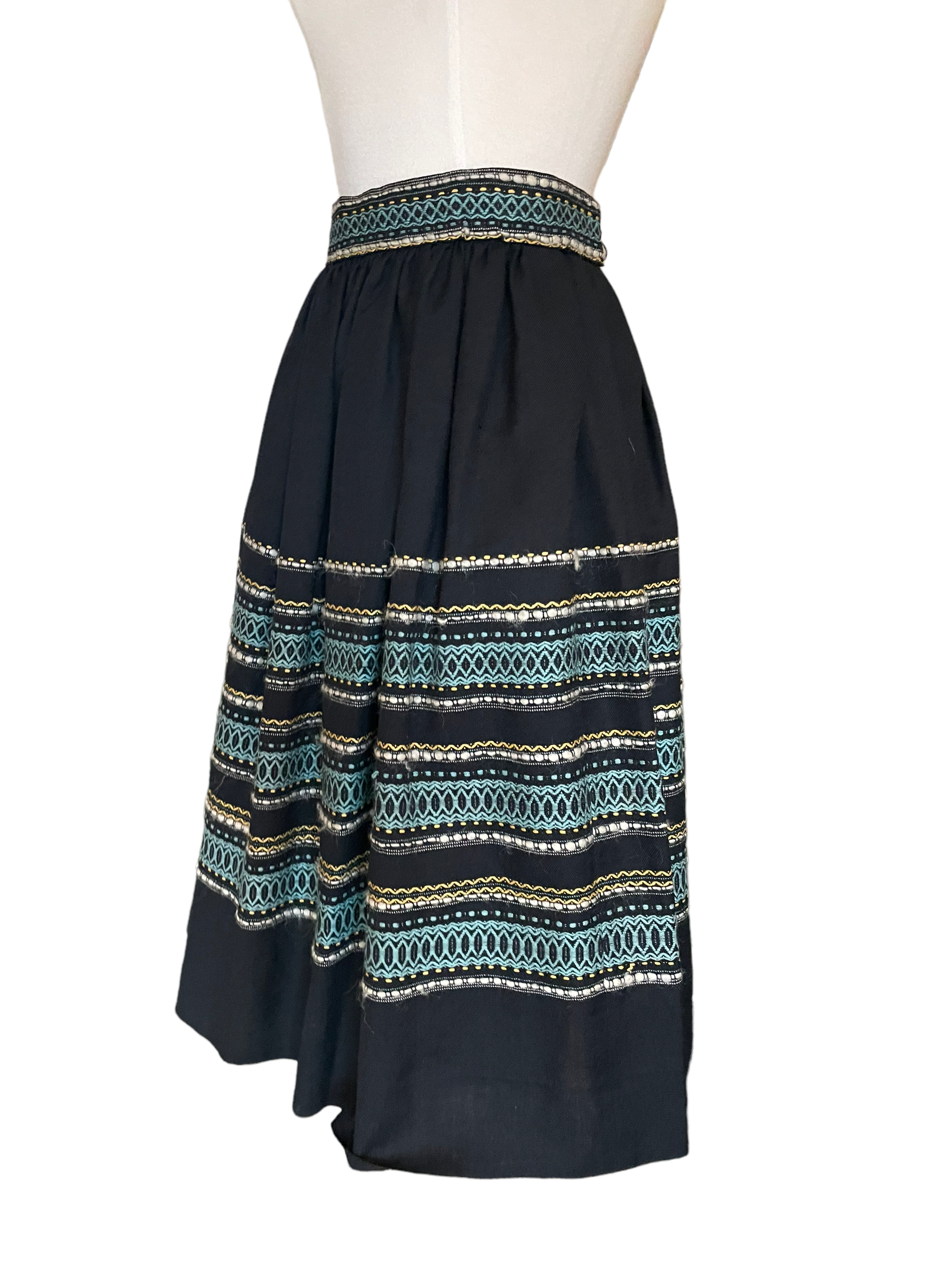 Left side view Vintage 1950s Embroidered Guatemalan Skirt | Barn Owl Seattle | Vintage Guatemalan Skirts