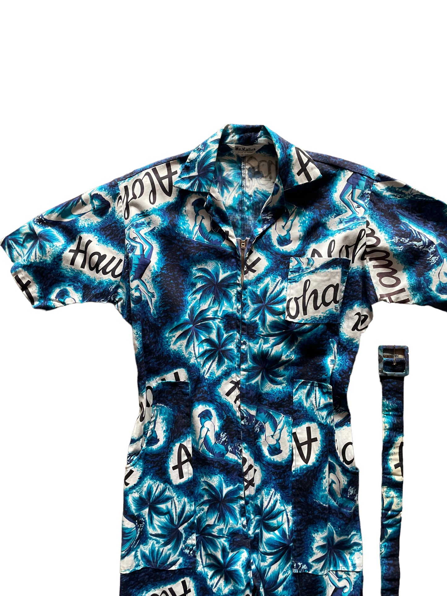 Top half view of Vintage 1950s Mr. Kailua Hawaiian Jumpsuit SZ M-L