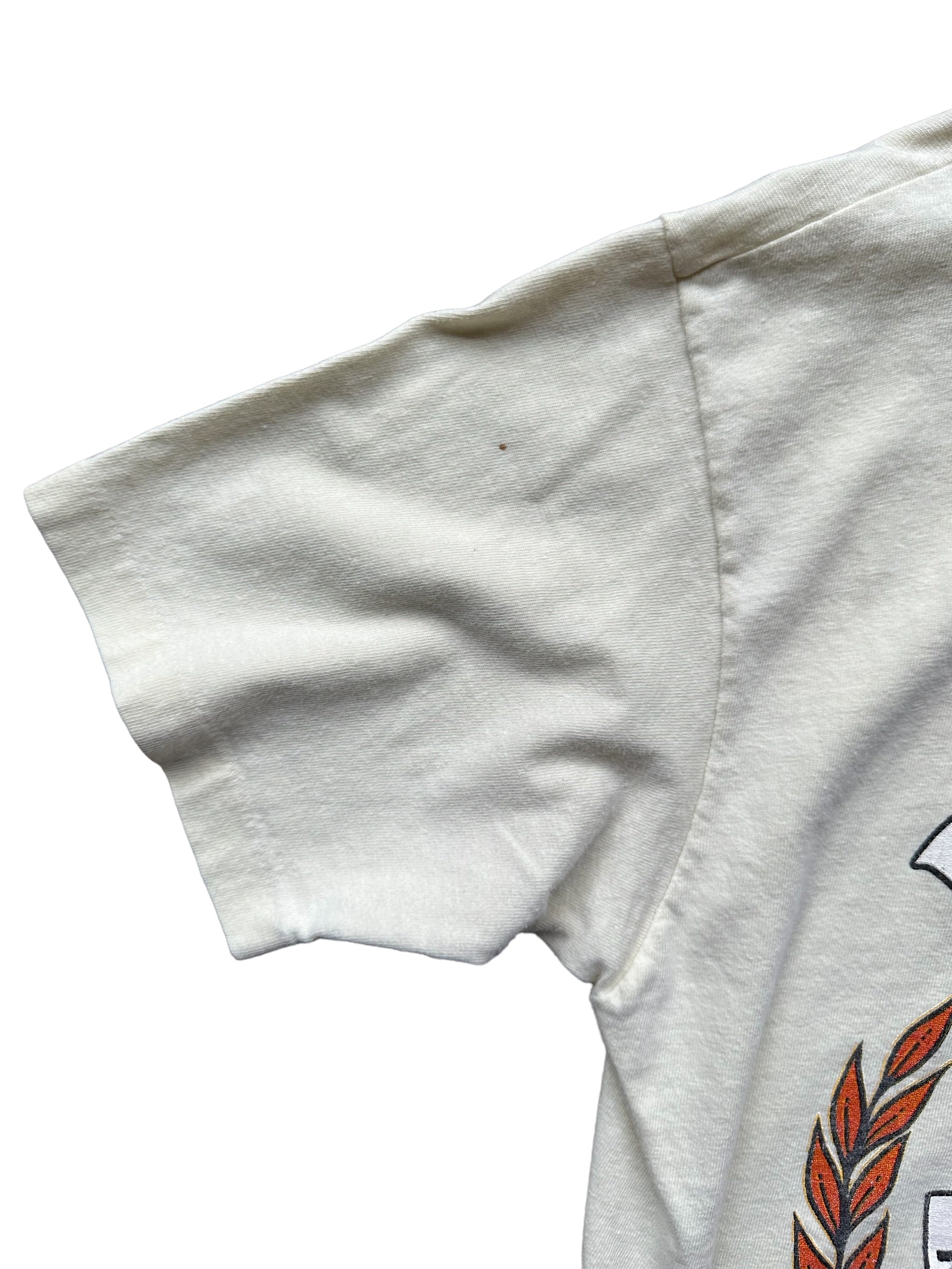 Discoloration on Left Rear Sleeve on Vintage Yellow Harley Davidson Wind Beneath My Wings Tee SZ M | Vintage Harley Tee | Barn Owl Vintage Seattle