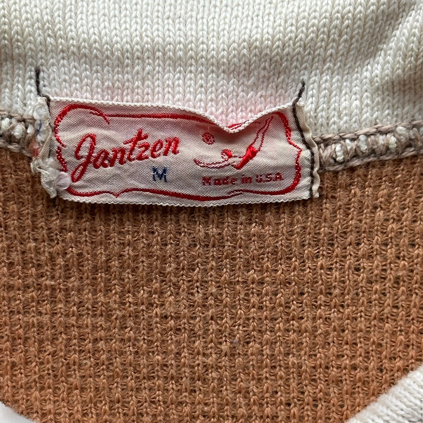Tag View of Vintage Jantzen Knit Top Short Sleeve Shirt SZ M | Vintage Jantzen Shirt | Barn Owl Vintage Seattle