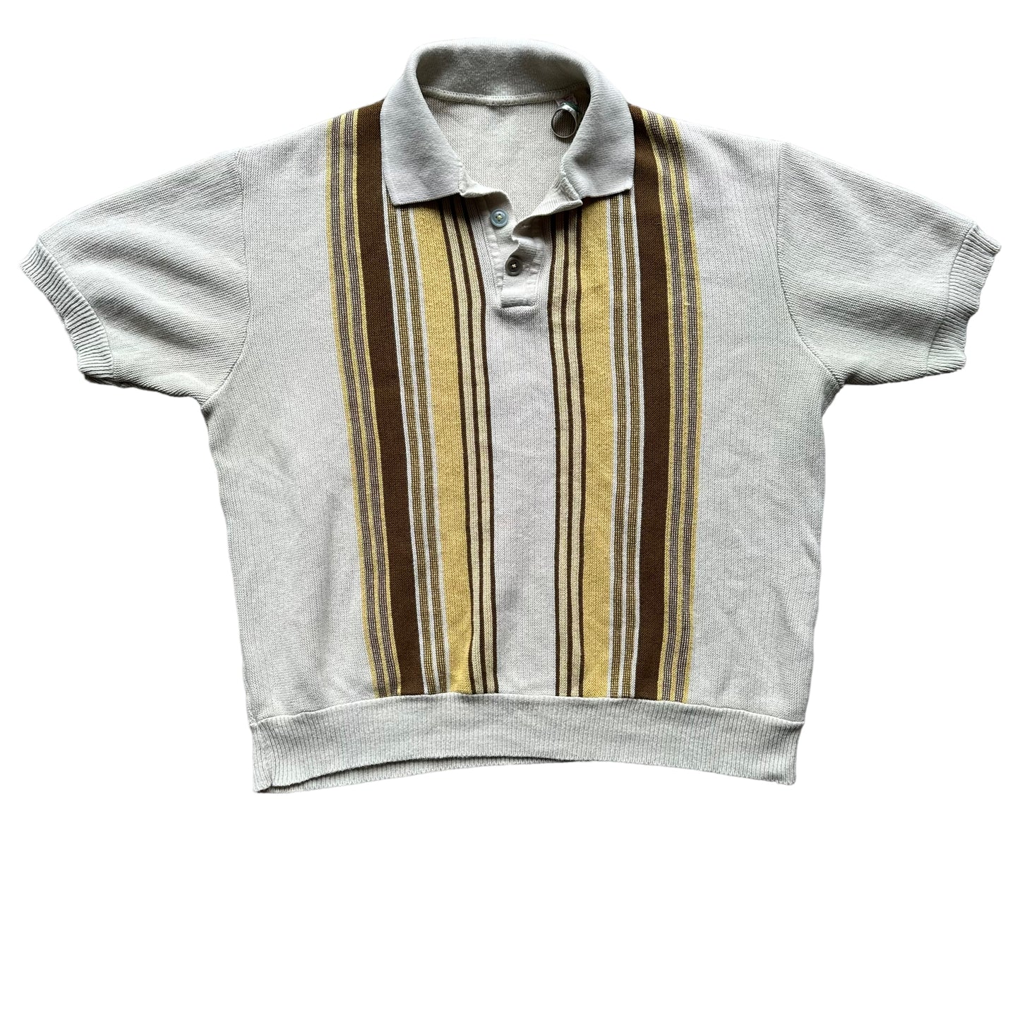 Front View of Vintage 100% Orlon Acrylic 60s Sweater Shirt SZ M | Vintage Sweater Shirt Seattle | Barn Owl Vintage Seattle